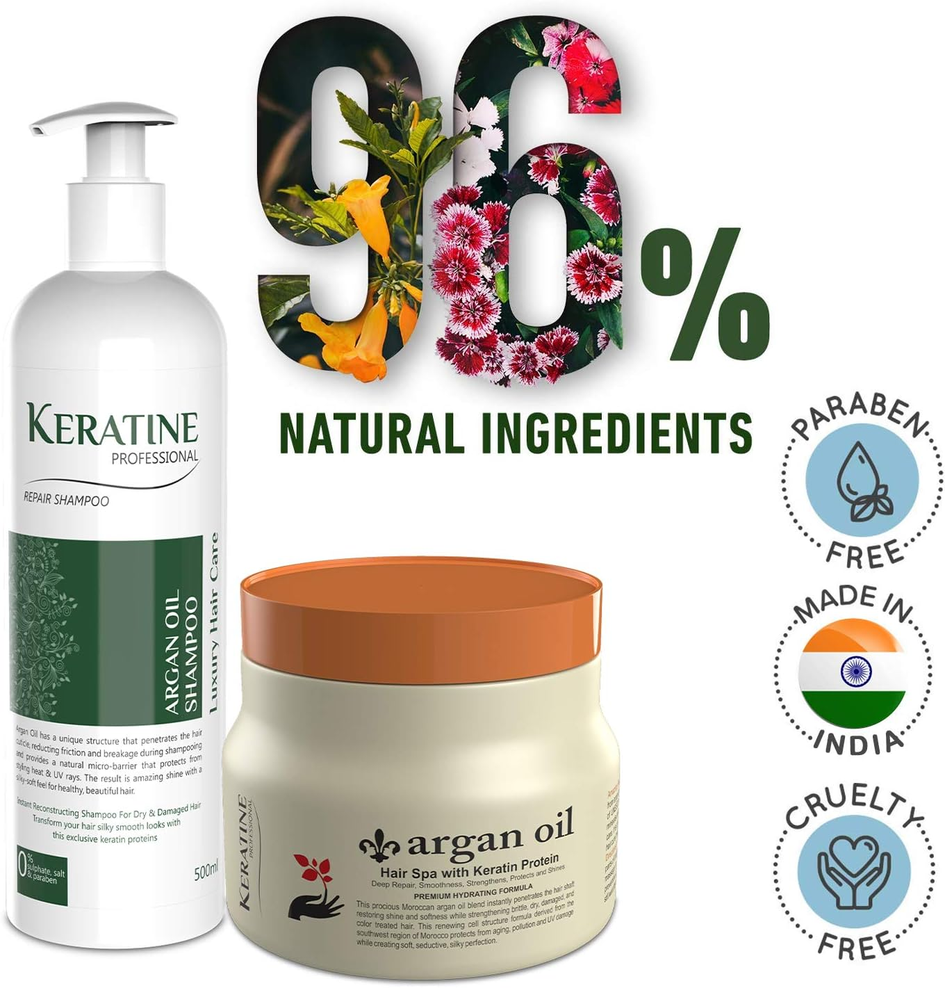Keratine Professional Argan Oil Sulphate Free Shampoo and Mask (COMBO PACK) 500ML Each image number 5