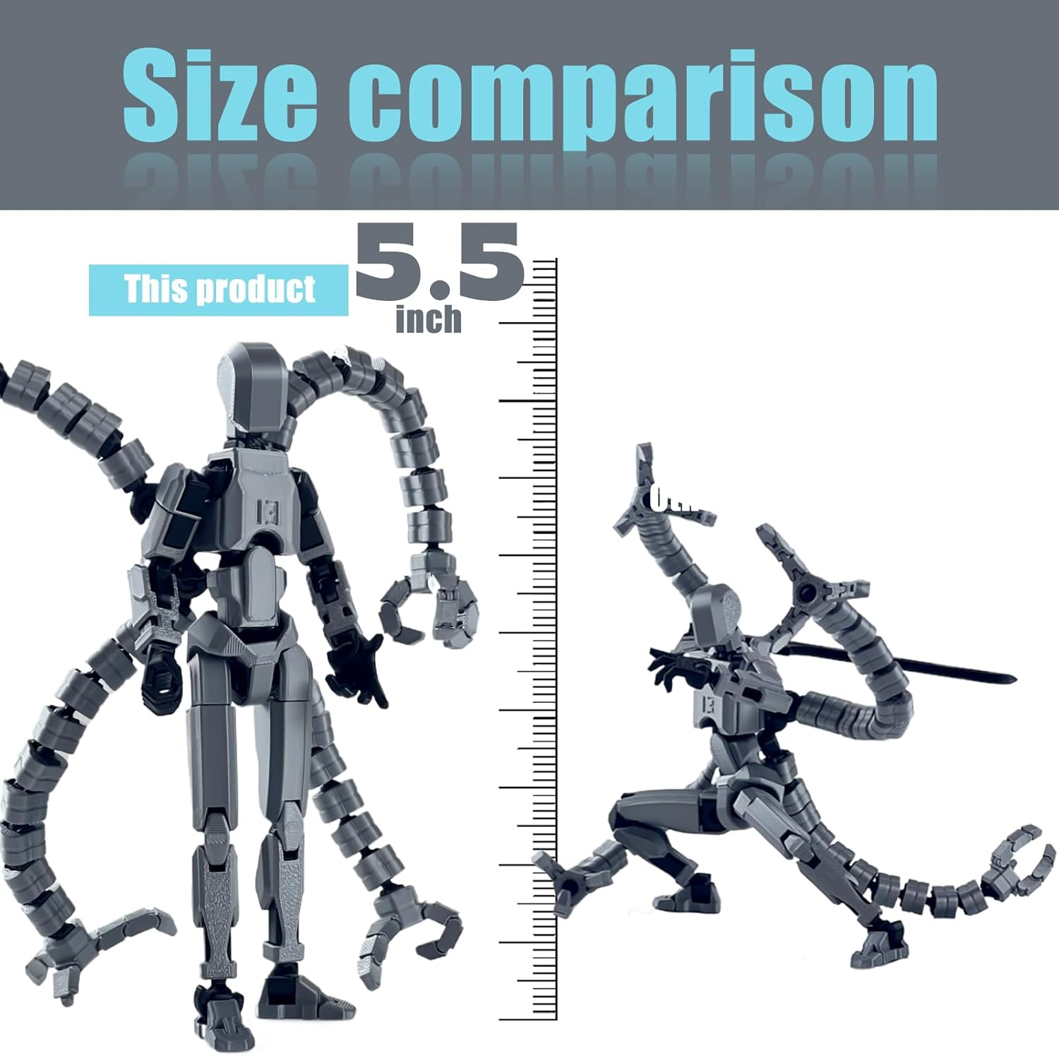 Assembly Completed T13 Action Figure,Dummy 13 T 13 Action Figure Multi-Jointed Movable,Ultimate Desktop Decor for Lovers T-13 Movability 3D Printed Toys (Black) image number 5
