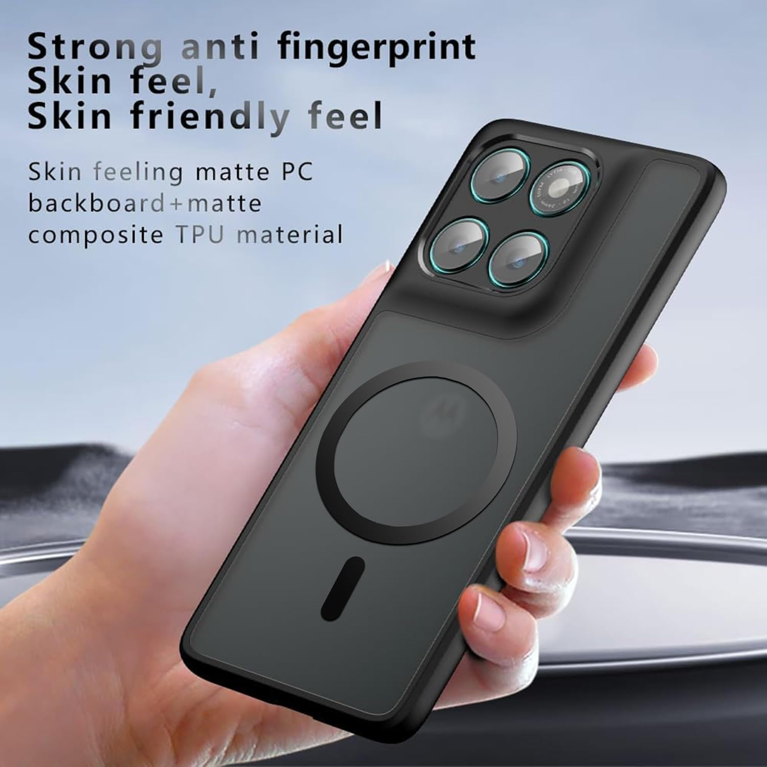 Effcotuo Magnetic Case for Motorola Moto Edge 60 Pro Case [Compatible with Magsafe] Flexible Silicone + Matte Acrylic Protective Case Magnetic Matte Mobile Phone Case Shockproof Translucent image number 3