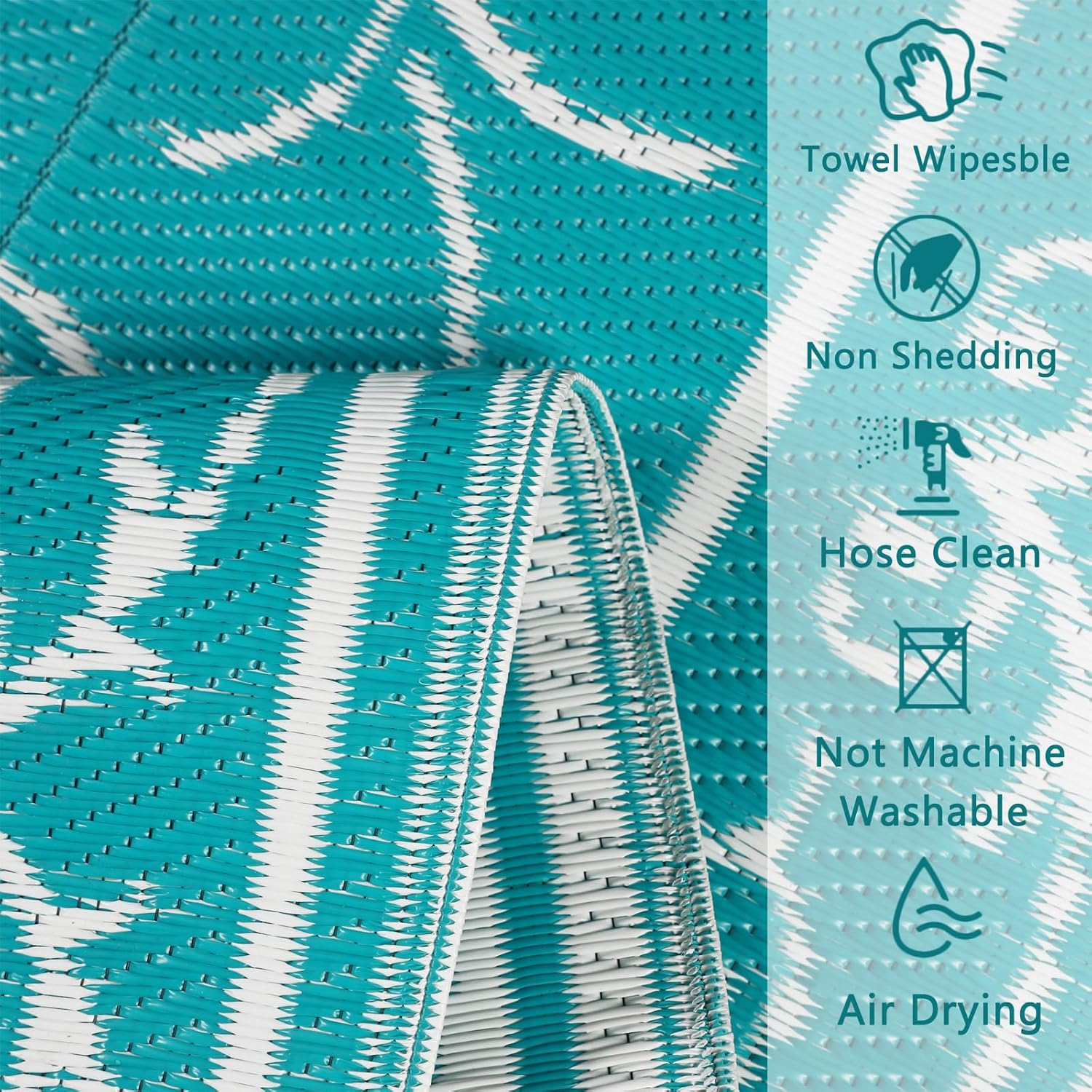 Famibay Outdoor Rug Waterproof Patio Rugs Reversible Garden Rug Portable Picnic Blanket Camping Mat for Balcony Backyard Front Porch Pool Deck, ZW-0901 image number 1