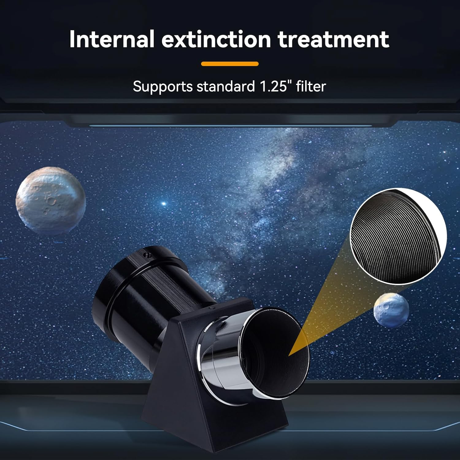 SVBONY SV221 Diagonal Mirror 1.25 Inches, 45-Degree Correct-Image Prism Diagonal Provides Sharp Views That Are Right-Side-Up and Correct Left-To-Right for Refractor Telescope image number 1