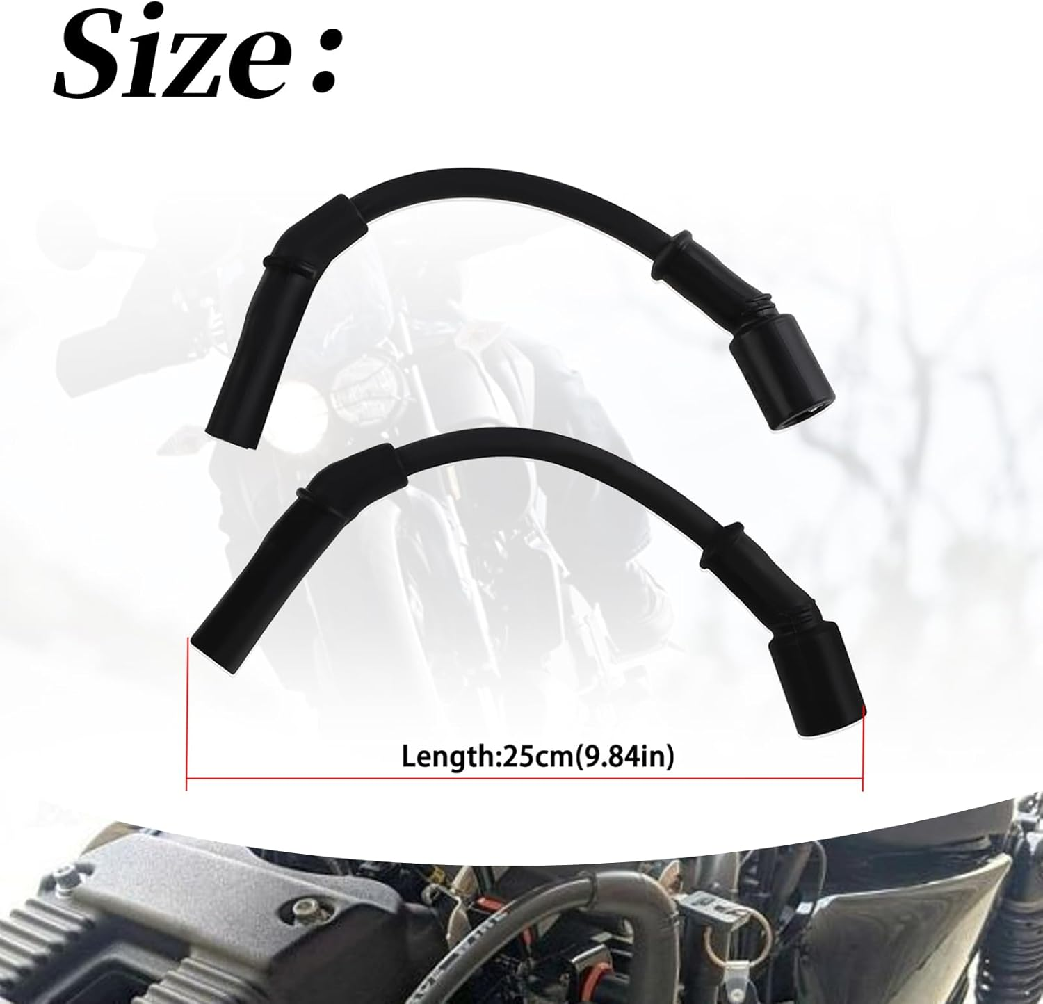 10.4Mm Black Spark Plug Wires Compatible with Harley Davidson Buell 2003-2010 XB9 XB12 Series Machines image number 1