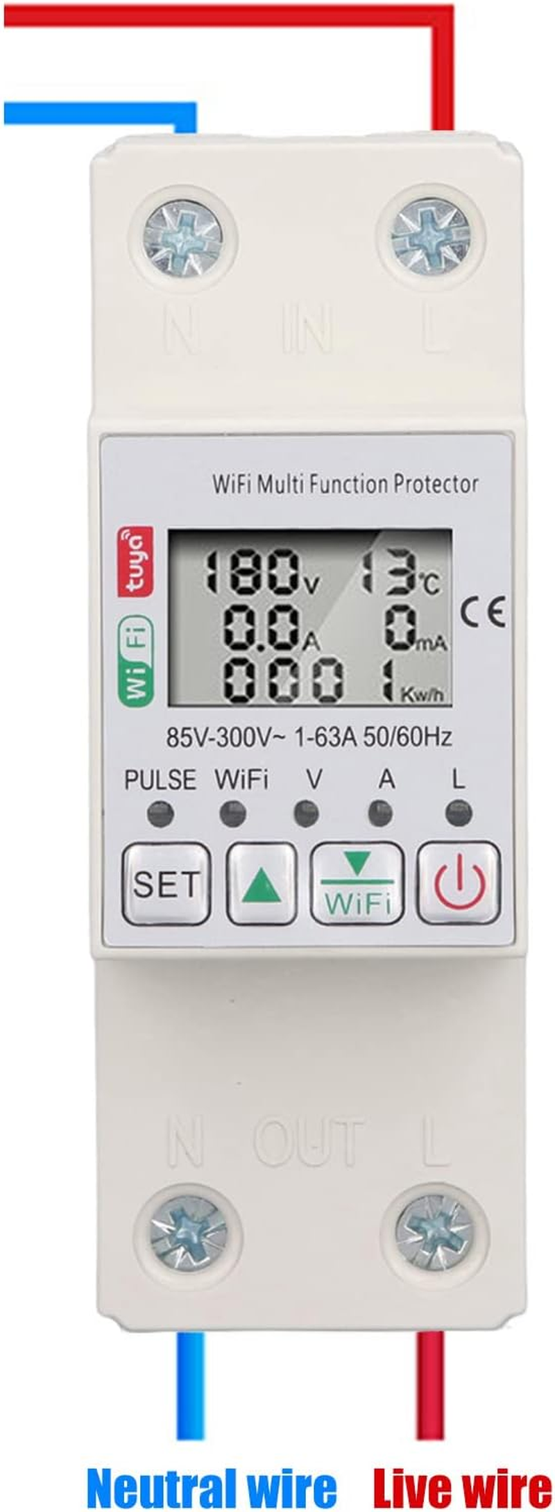 Wifi Smart Power Meter Switch, 63A 300V Real Time Smart Energy Monitor Switch, over Current Voltage Wifi Voice Remote Control Usage Monitor with Timer for Tuya APP image number 5