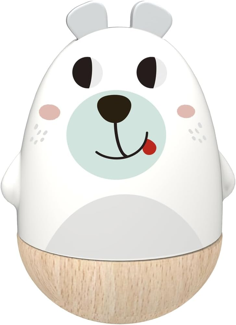 Tooky Toy Wind up Musical Wobble Roly Poly Tumbler Wooden Bear with Chime Lullaby for Babies image number 2