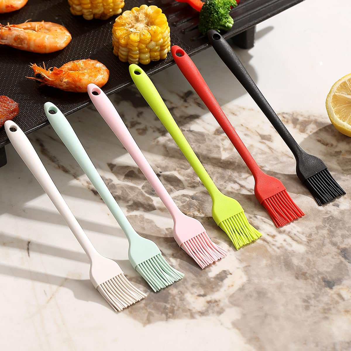 Berglander Silicone Basting Brush Set of 6, Pastry Brush, Heat Resistant Brushes for Cooking, BBQ, Kitchen Baking, Spreading Sauce and Oil or Butter, Dishwasher Safe image number 4