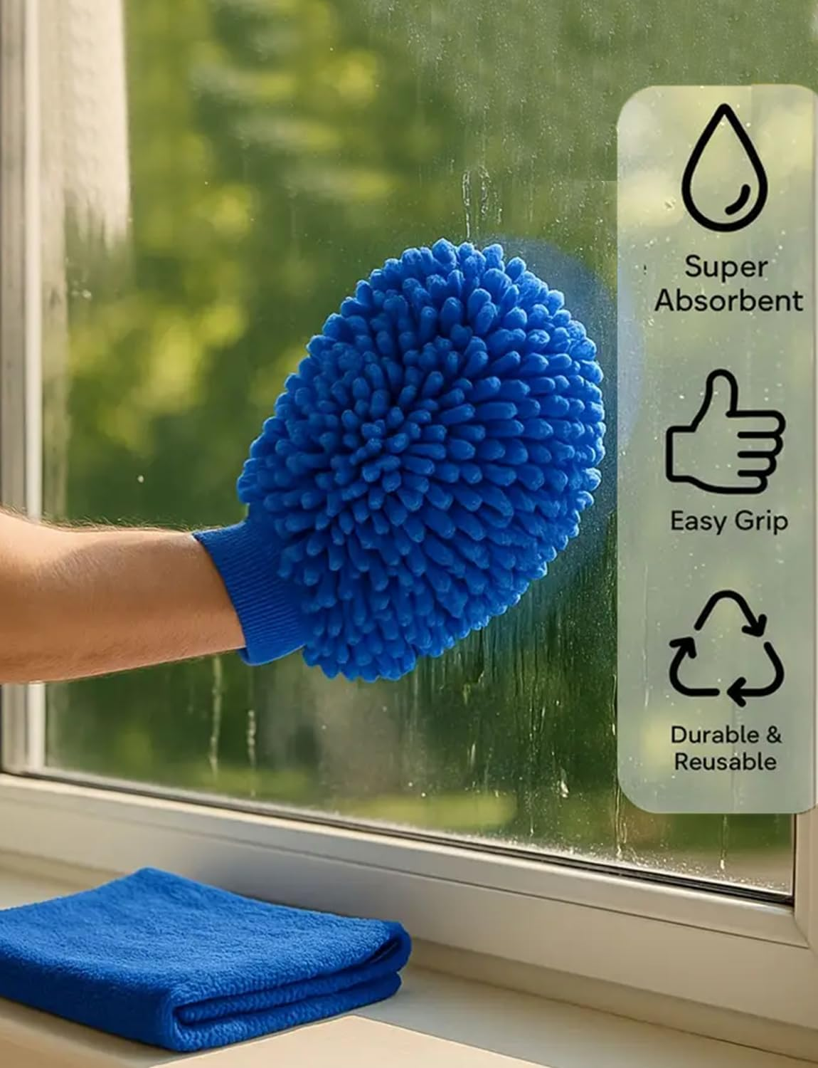 Portable 4-Piece Car Wash Kit: 1 13L Collapsible Bucket + 1 Chenille Microfiber Mitt + 2 Towels - a Versatile Cleaning Kit for Cars, Rvs, Outdoor Adventures, and Fishing image number 2