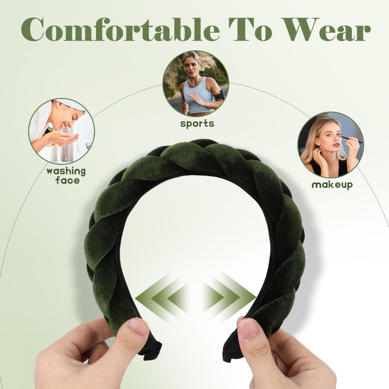 Partykindom Braided Women'S Headband Wide Vintage Hair Band for Forehead Fashionable Headband with Braid Shape for Face Washing for Special Occasions image number 2