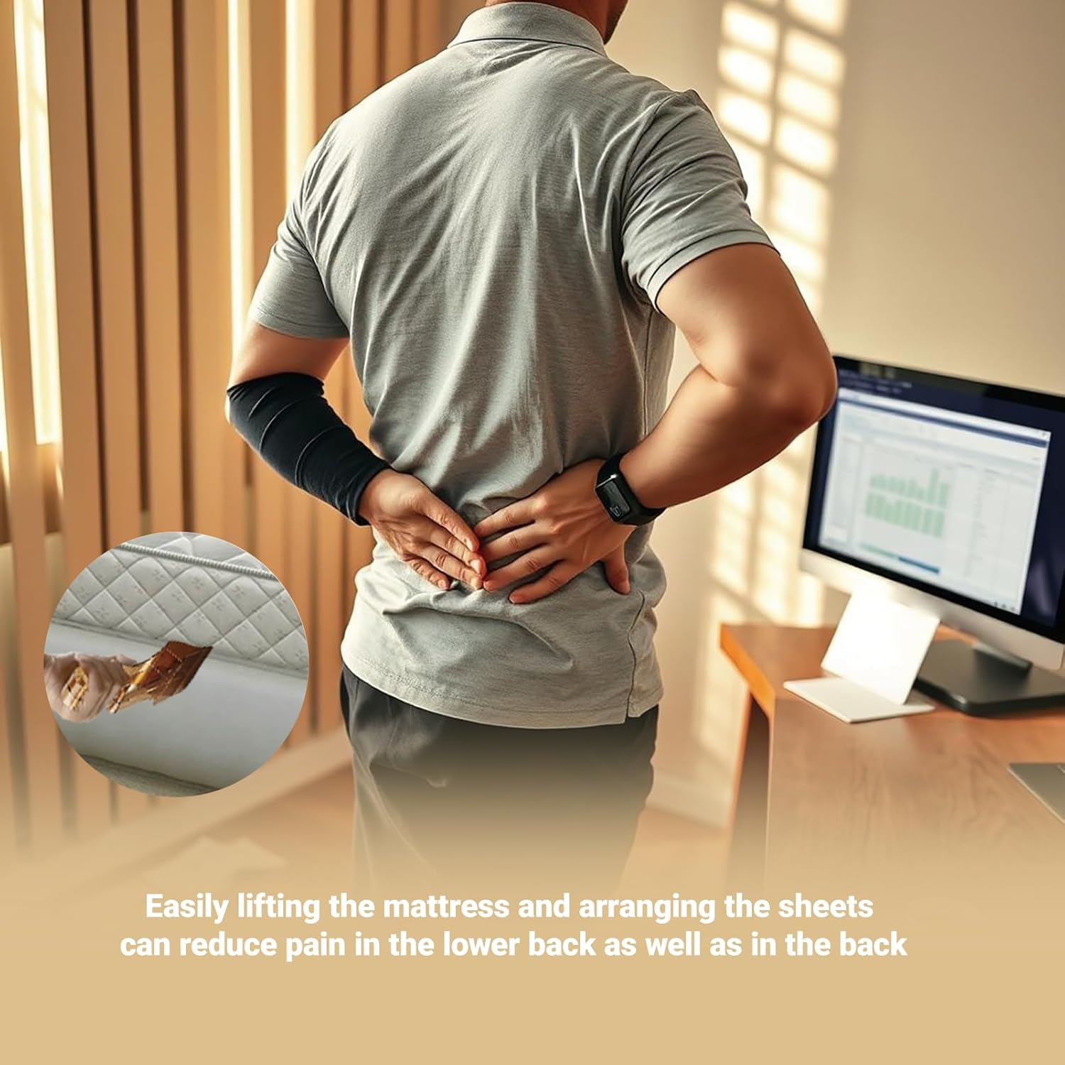 Bed Risers,Mattress Wedge Lifters with New Ergonomic Design,Heavy Duty Bed Sheet Tucking Tool,Convenient Bedding(1Pc,Brown) image number 4