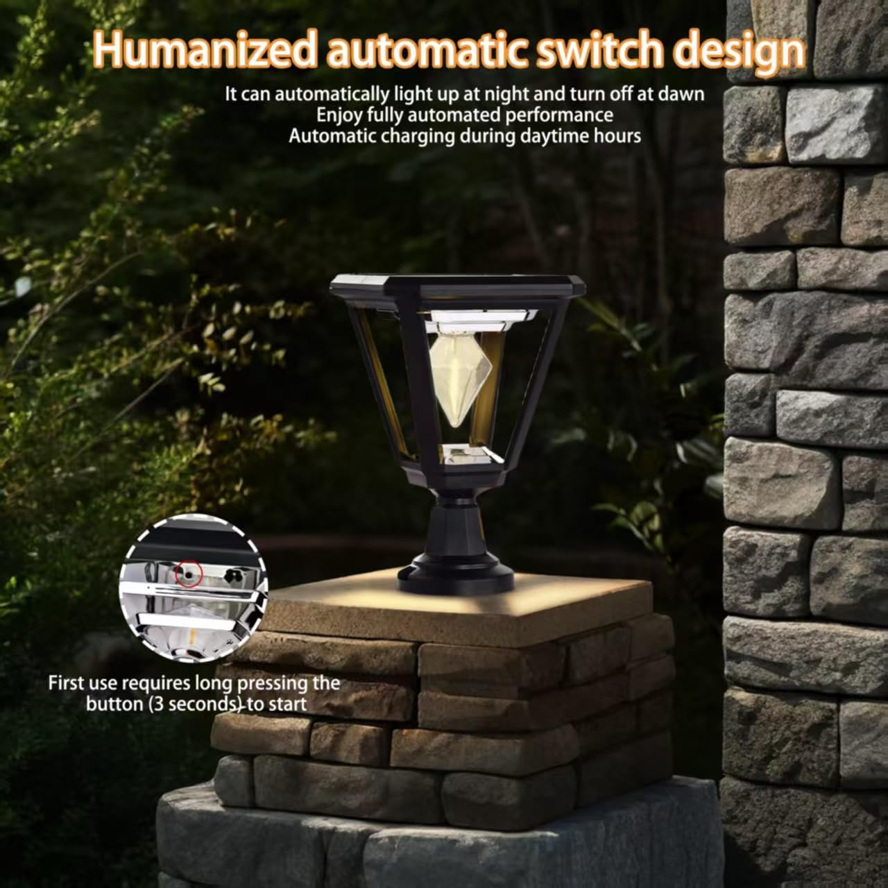 Solar Outdoor Post Lights 2700K Dusk to Dawn Solar Lamp Post Light Outdoor Waterproof Street Lights for Lawn Patio Yard Pathway Garden image number 4