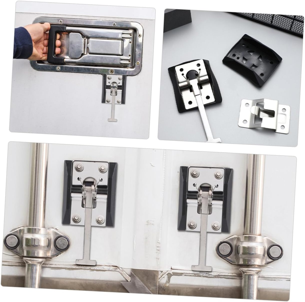 2 Sets Stainless Steel Rv Door Holder Cargo Trailer Latch Heavy-Duty Metal Hook Installation Truck Door Retainer for Efficient Cargo Transport image number 6