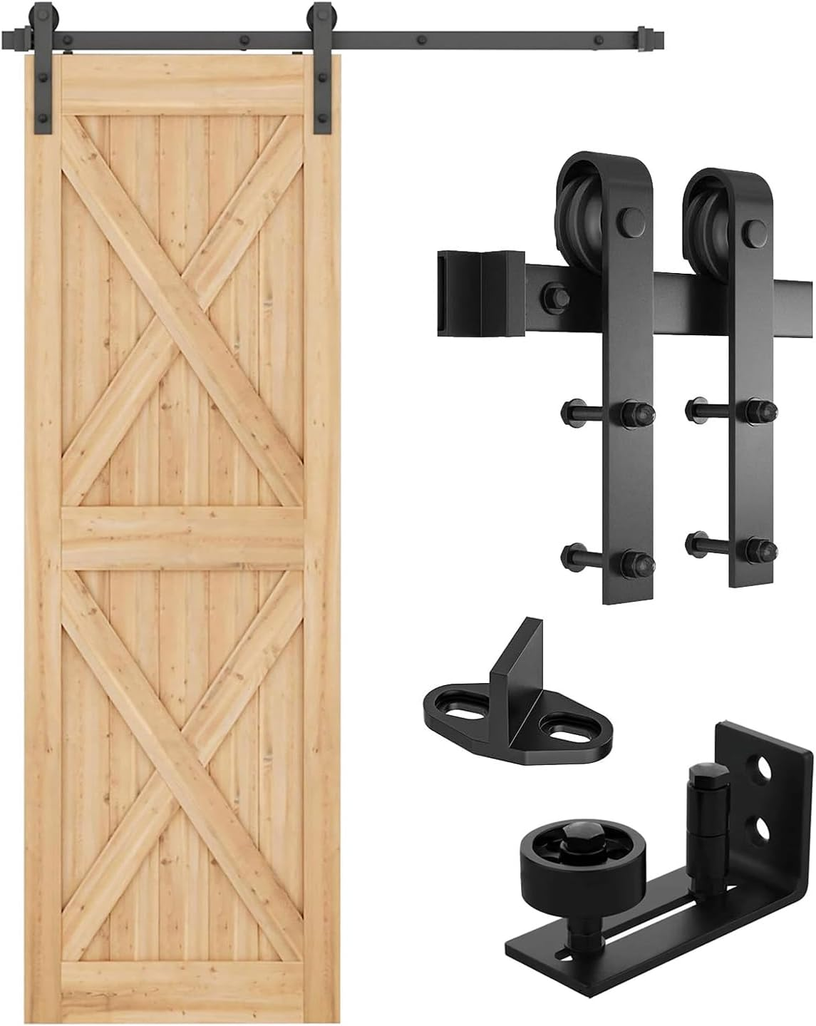 1.83M/6FT Sliding Barn Door Hardware Kit, Heavy Duty Carbon Steel, Smooth and Quiet Operation, DIY Sliding Barn Door Kit Fit 36"-40" Wide Door Panel for Bedroom Living Room Sliding Barn Door Hardware