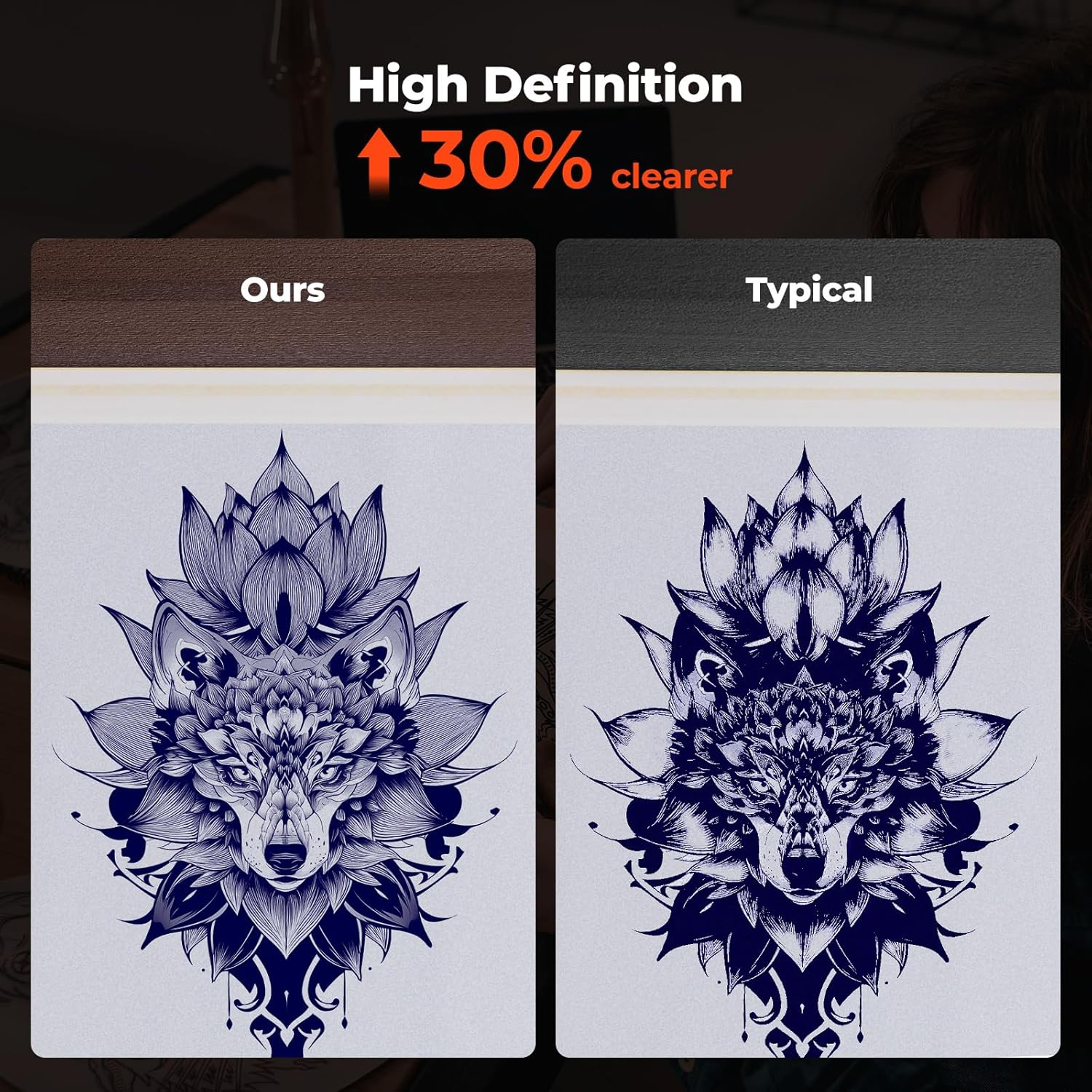 MUNBYN Premium HD Tattoo Transfer Paper 20 Sheets, A4 Size Tattoo Stencil Paper, Instant Clear Transfer, Tattoos Kit Supplies, Compatible with ITP05/ITP06/M08F/P90/MHT-P8009 Printer image number 2