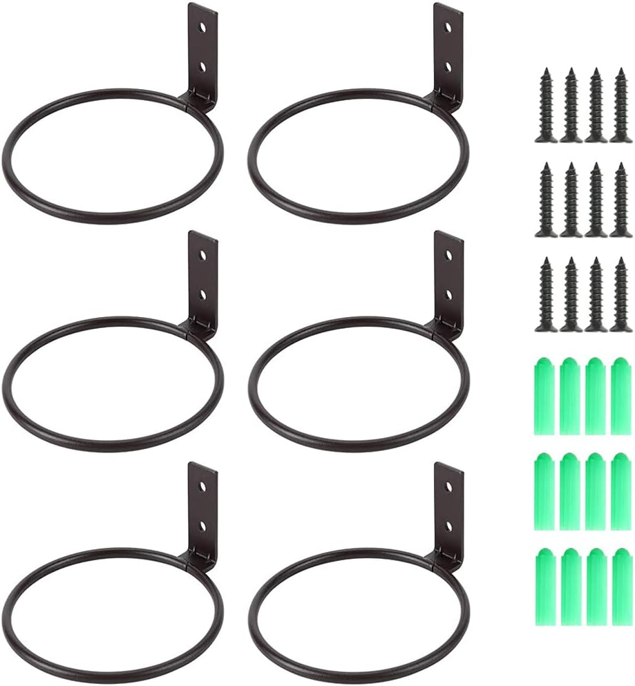 Sivya 6 Pack 4In Flower Pot Holder Ring Wall Mounted Metal Planter Hooks Hangers Wall Bracket image number 2