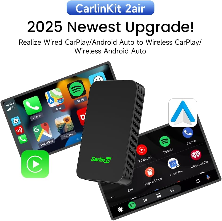Carlinkit 5.0 2Air, Wireless Adapter for Carplay/Android Auto, Wireless Carplay Dongle, Android Auto Wireless Adapter, Suit for Cars with OEM Wired Carplay&Android Auto, for I-Phone and Android Phone