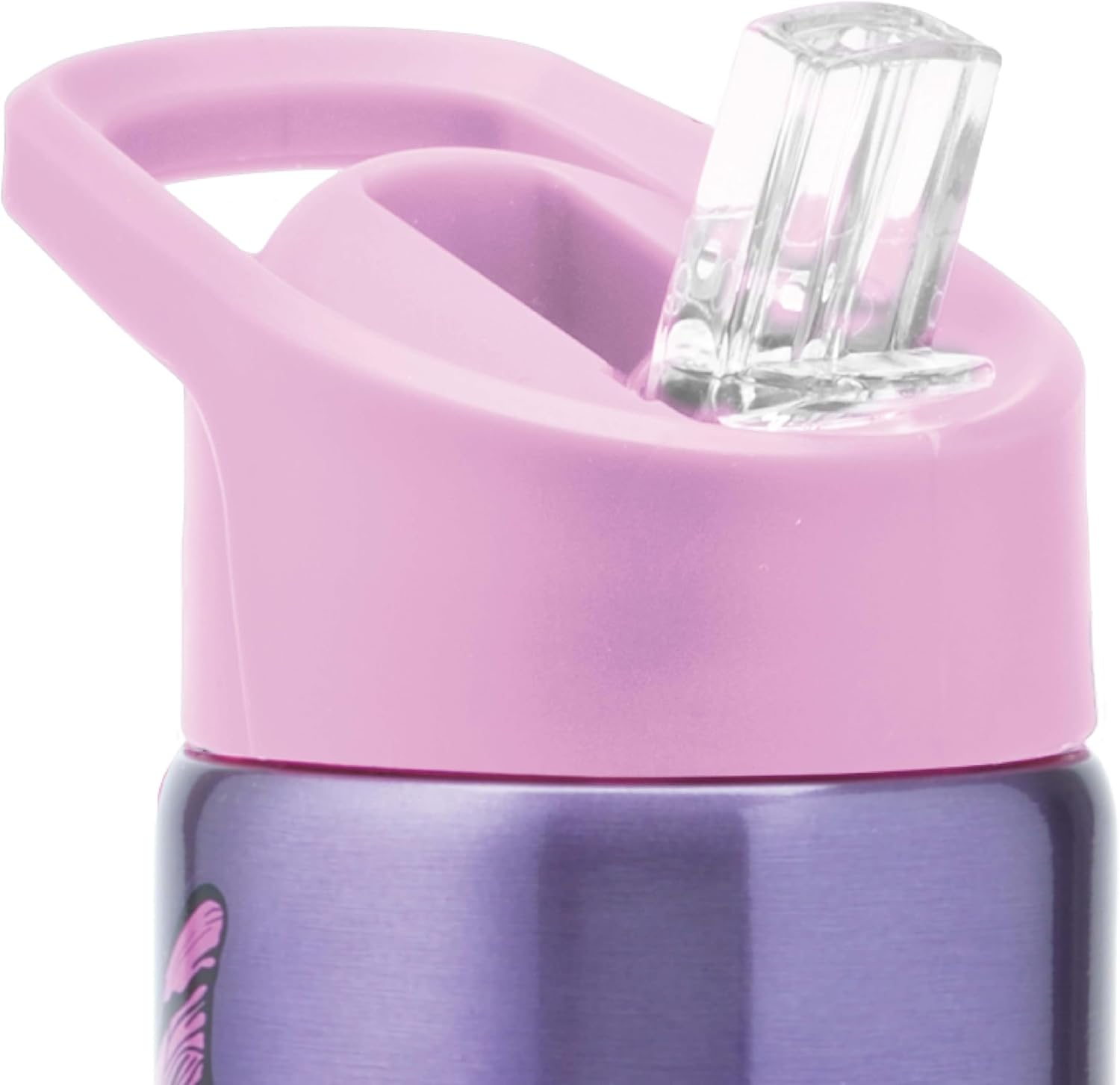 Smash Stainless Steel Drink Bottle with Flip Top Lid and Straw - Butterfly 750Ml Purple image number 5