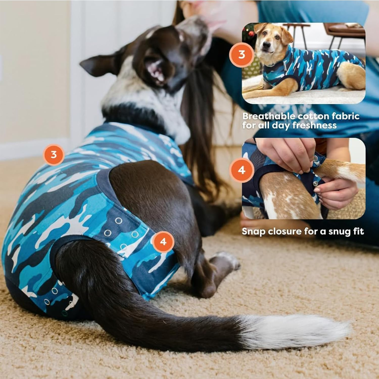 Suitical Recovery Suit Dog, Xx-Small, Blue Camouflage