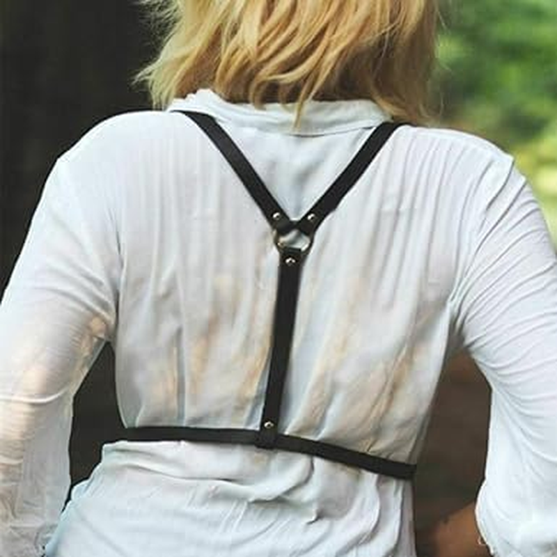 Punk Leather Black Harness Belts Women Fashion Body Harness for Women (Black, 1 Pack) image number 2