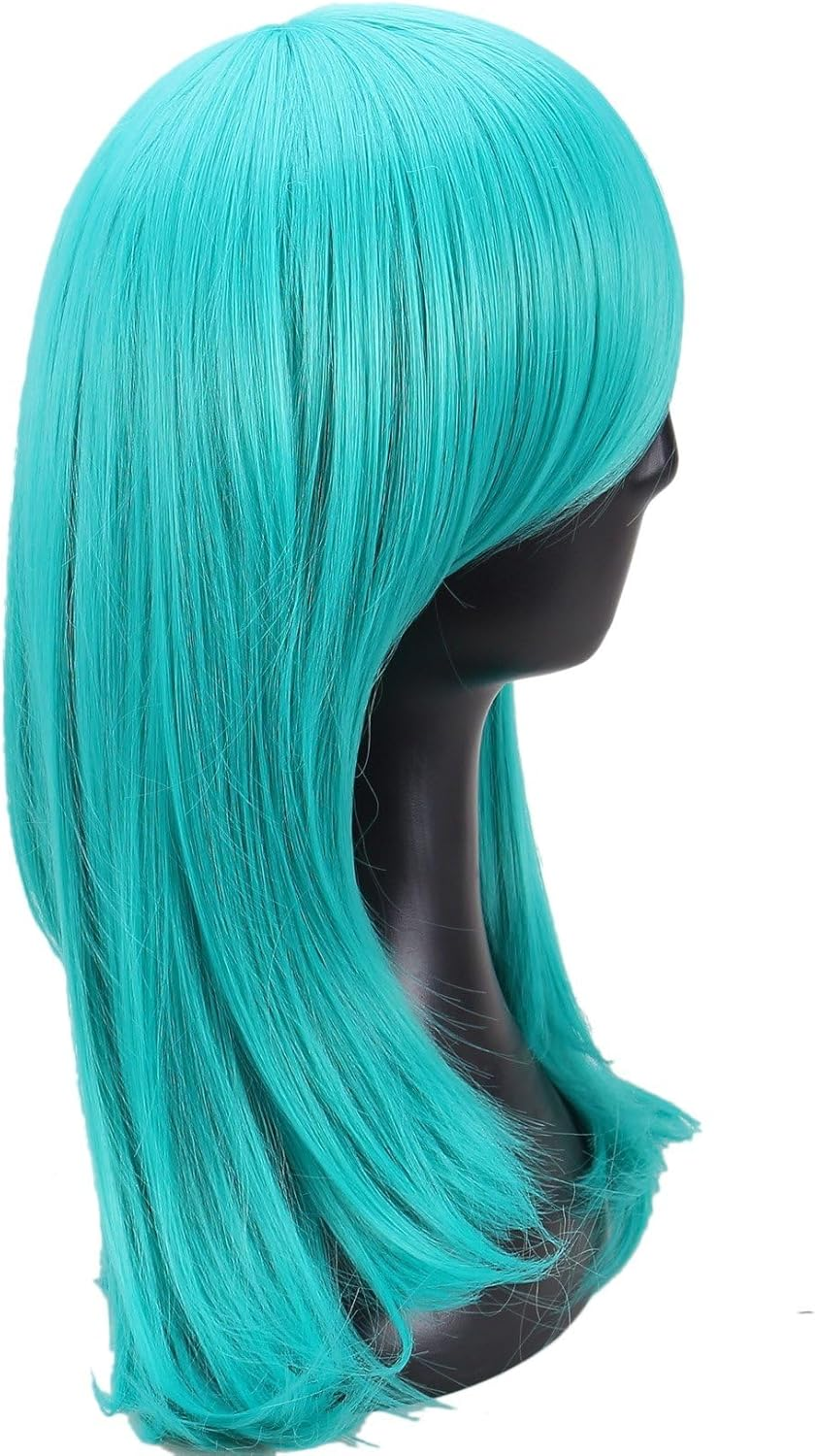 Women'S Long Straight Royal Blue Cosplay Wig（17.7Inch，Green Onion） image number 2