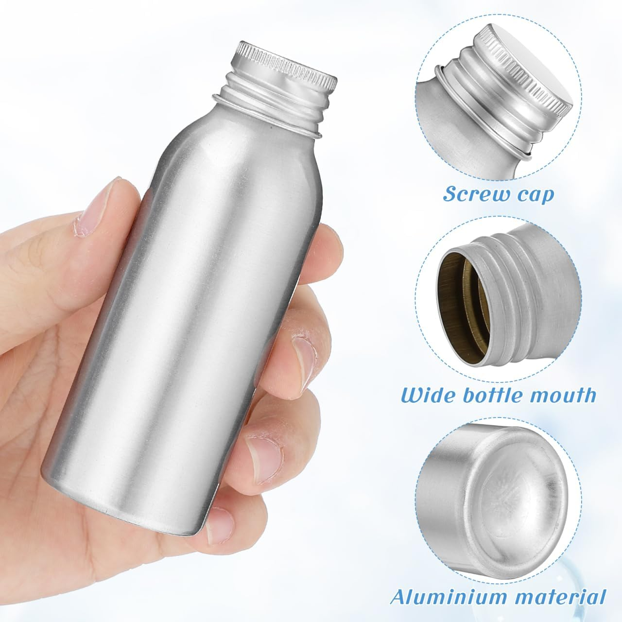 3Sets 100Ml Aluminium Travel Bottles Empty Metal Travel Bottles with Cap for Toiletries Lotion Shampoo Cosmetic Essential Oils