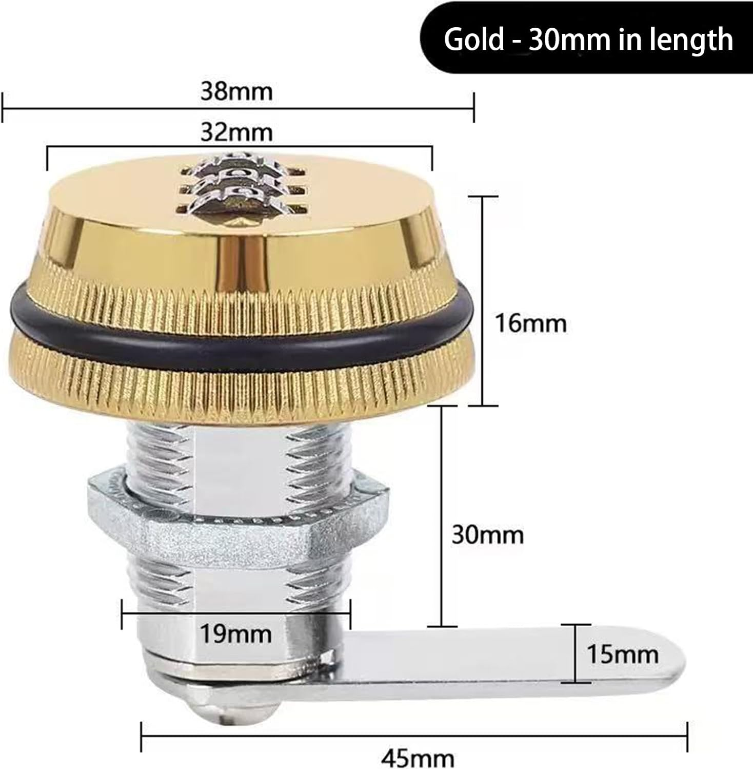 Combination Cam Lock Safety Lock, Password Lock, Used for the Security of Cabinets, Drawers, Mailbox Doors, and Furniture (1-1/8 Inches, Gold)