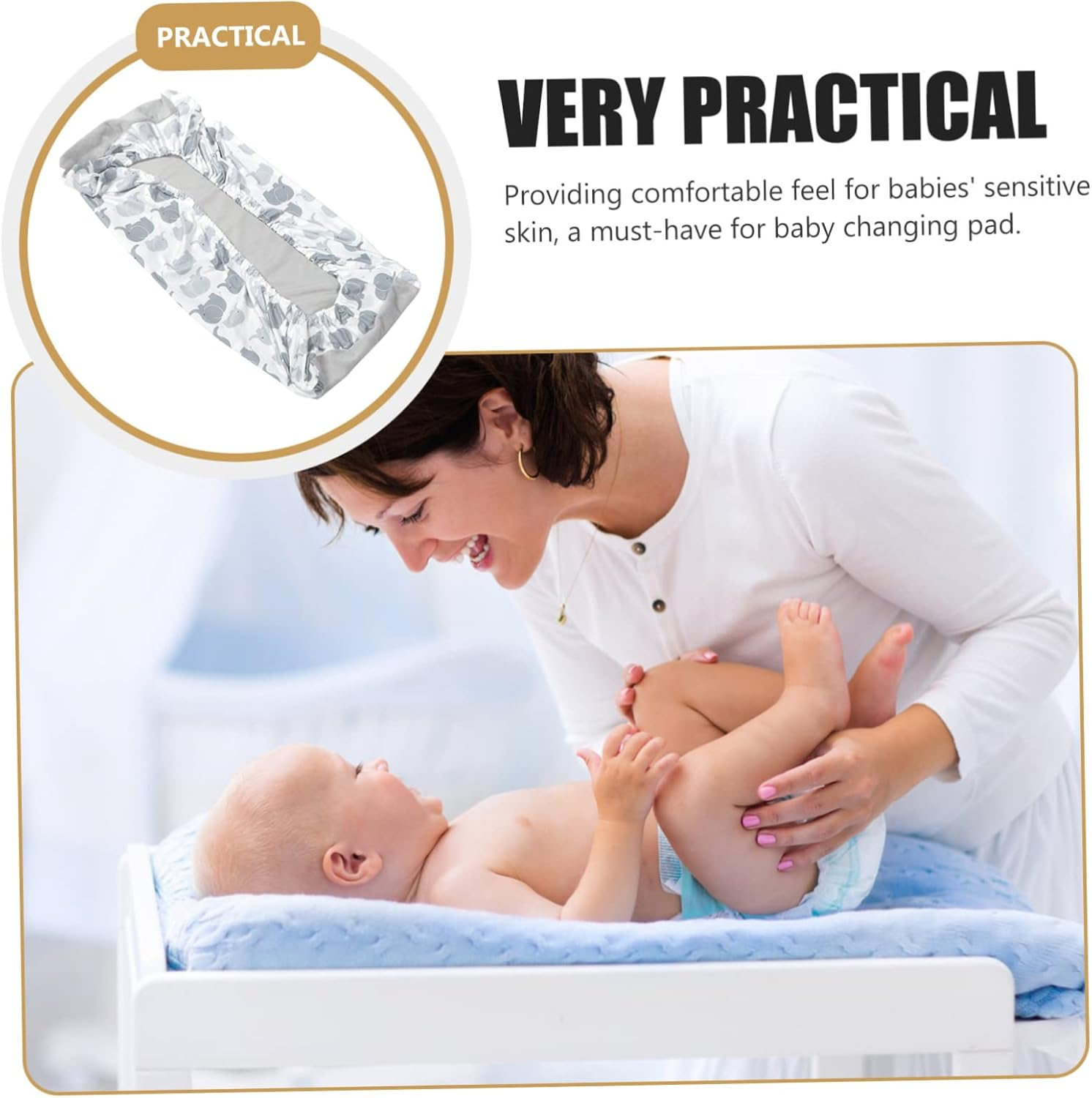 Ibasenice Crib Sheets for Boys Girls Baby Changing Pad Cover Safe Breathable Material image number 4