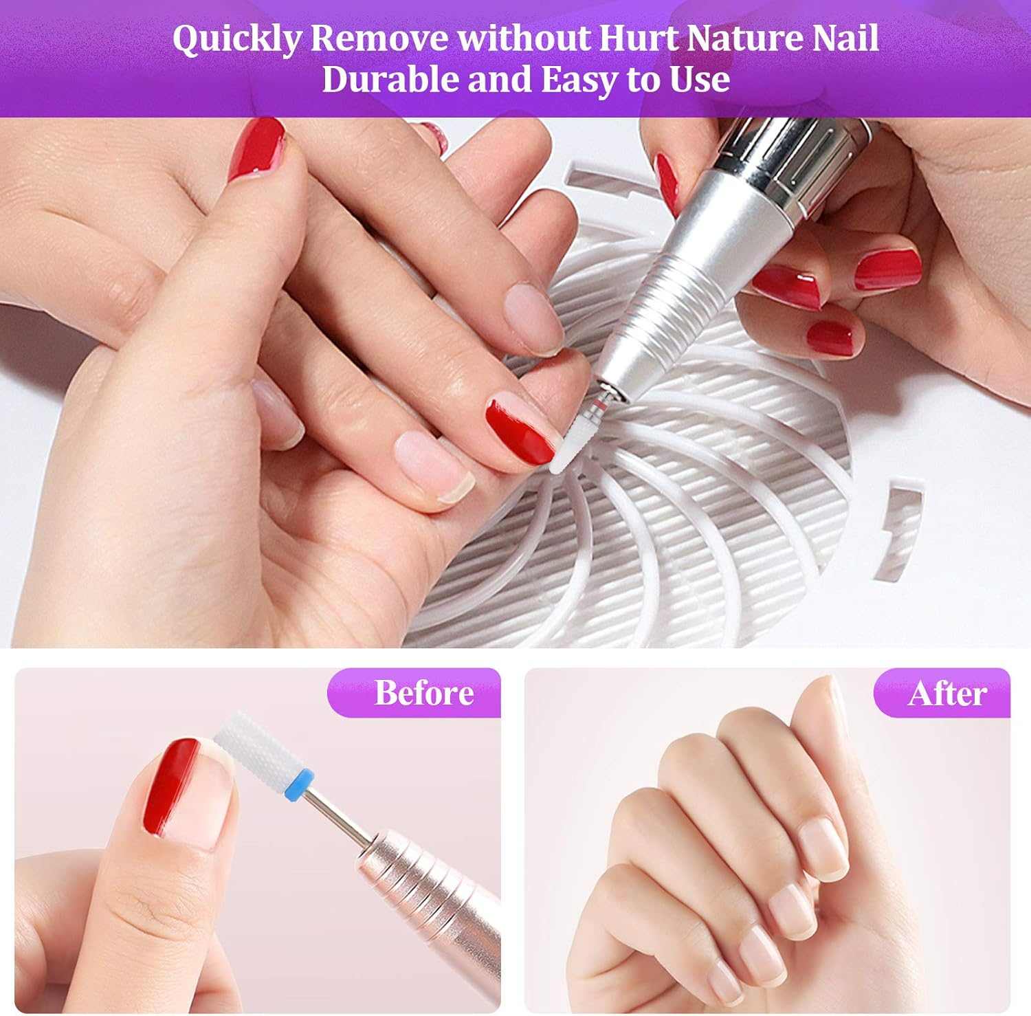 Gukkk 17 Piece Nail Cutter Bit Attachment Set, 7 Pieces Ceramic Nail Cutter Bits and 10 Piece Diamond Bits Set, Professional Removal Gel Acrylic Cuticle for Manicure Pedicure Home Use image number 5