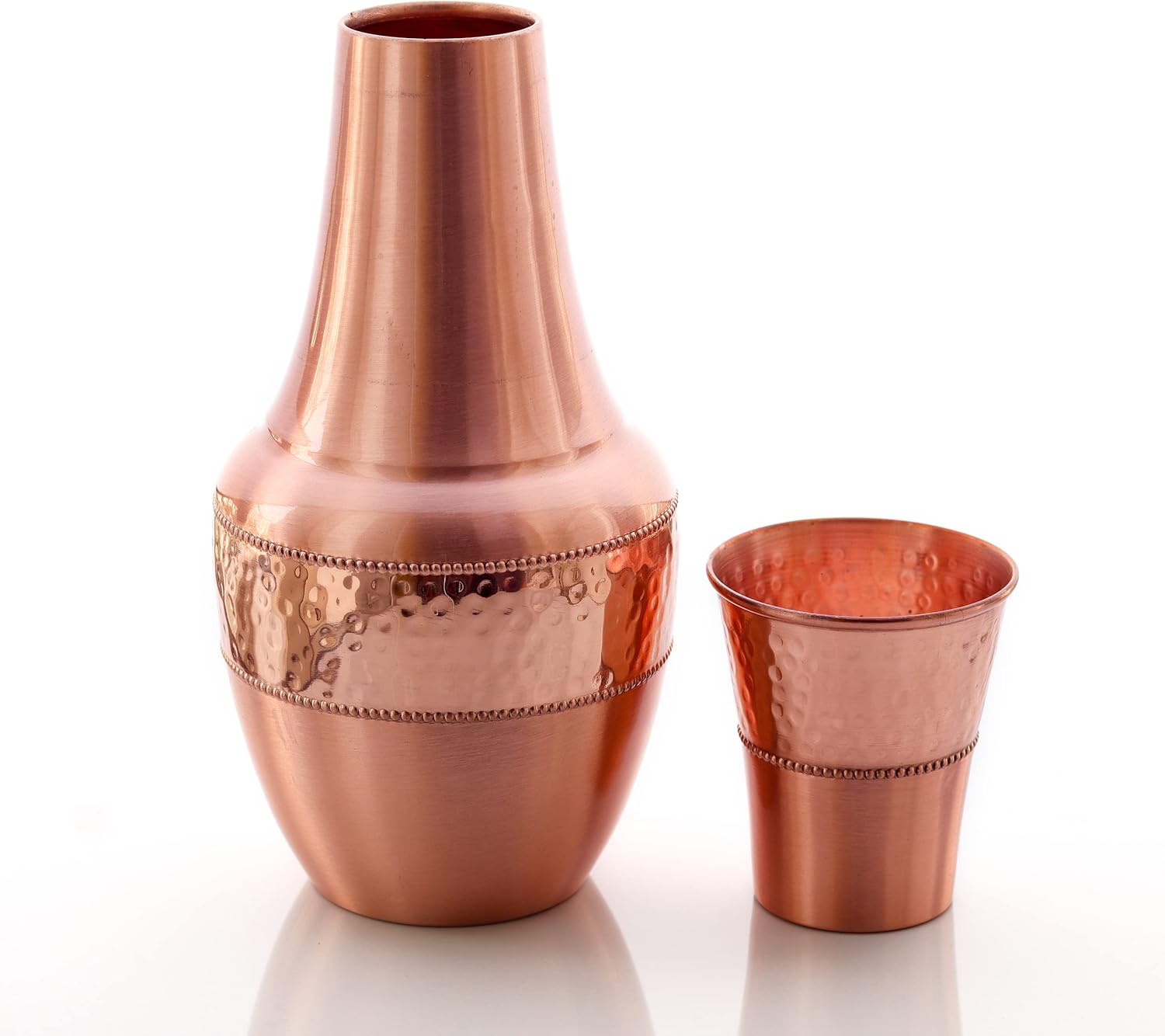 Pure Copper Bedside Carafes, Flask with Tumbler for Ayurveda Health Benefits - Capacity - 1.4 Lt (47.3 US Fluid Ounce) image number 1