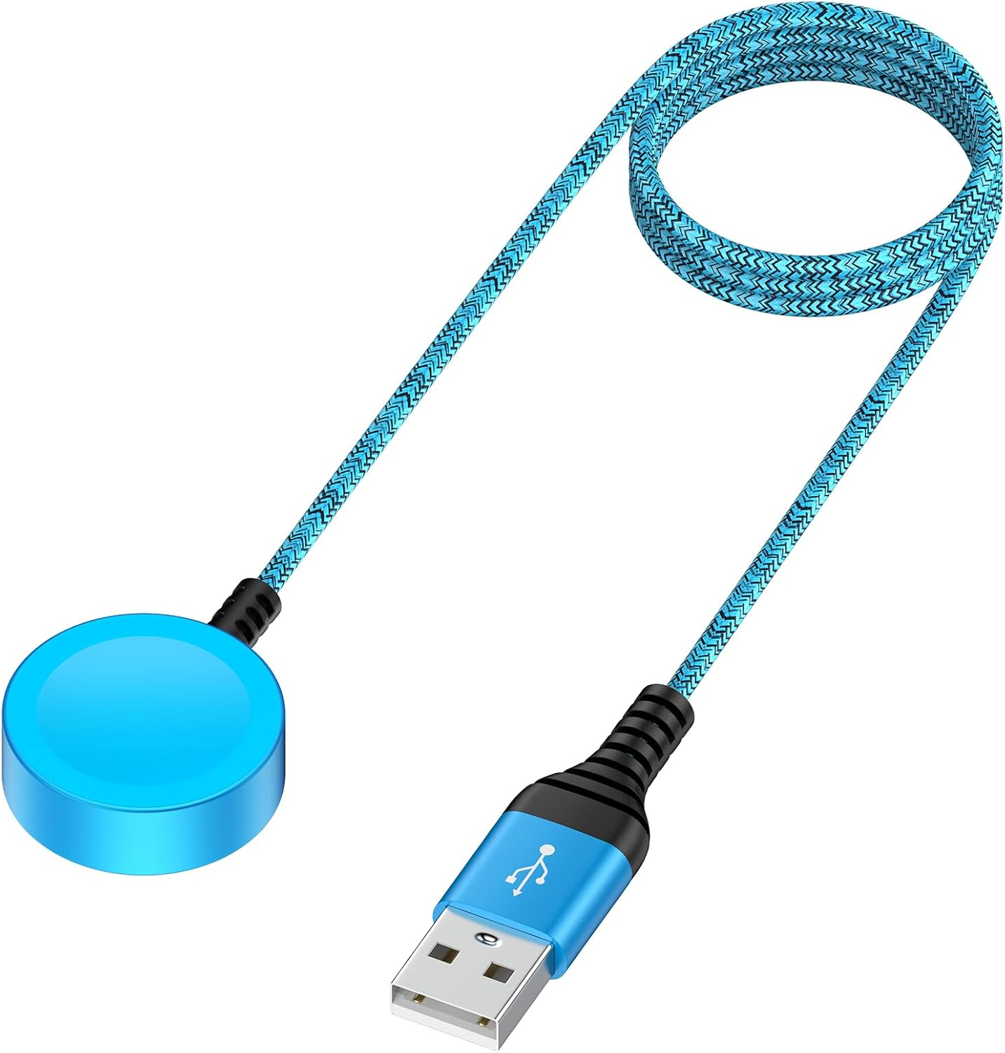 For Galaxy Watch 8 Smart Watch Charger Compatible with Galaxy Watch 7/ Ultra/ 6 Classic/ 5 Pro/Fe, Nylon Braided Magnetic Charging Dock with USB-C Charging Cable for Samsung Galaxy (Blue) image number 3