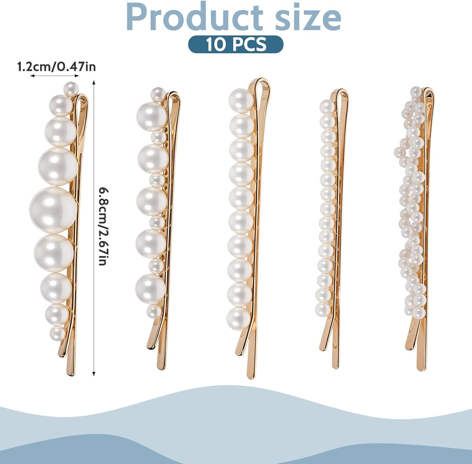 COMNICO Pearl Hair Clips, 10Pcs Elegant Pearl Bobby Pins French Pearl Hair Barrettes Bride Sweet Headwear Decorative Wedding Hair Accessories for Women and Girls image number 2