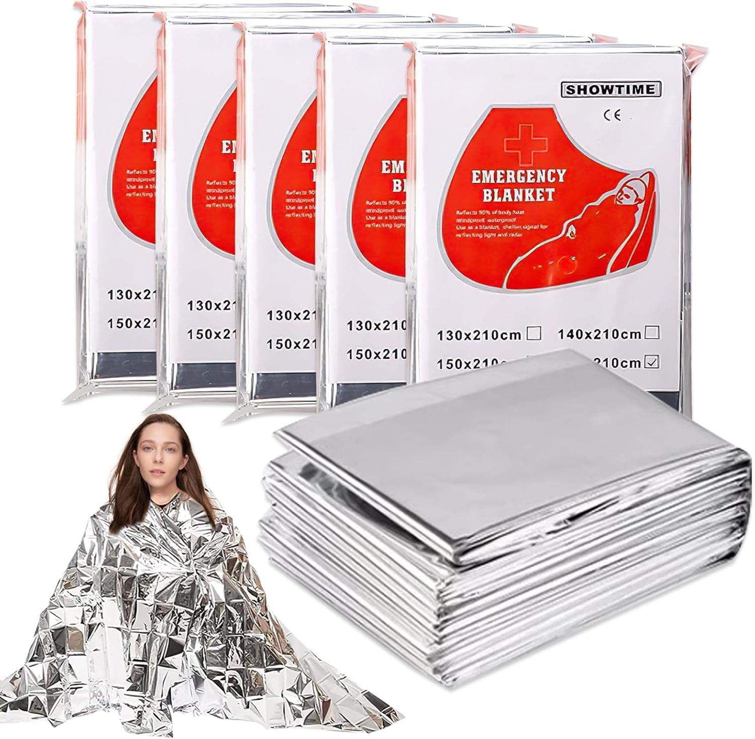 COVRA 5-Pack Emergency Mylar Thermal Blankets, Silver, 82.7X63 Inches, for Outdoor, Marathon, Camping, Hiking, and Harsh Weather image number 5