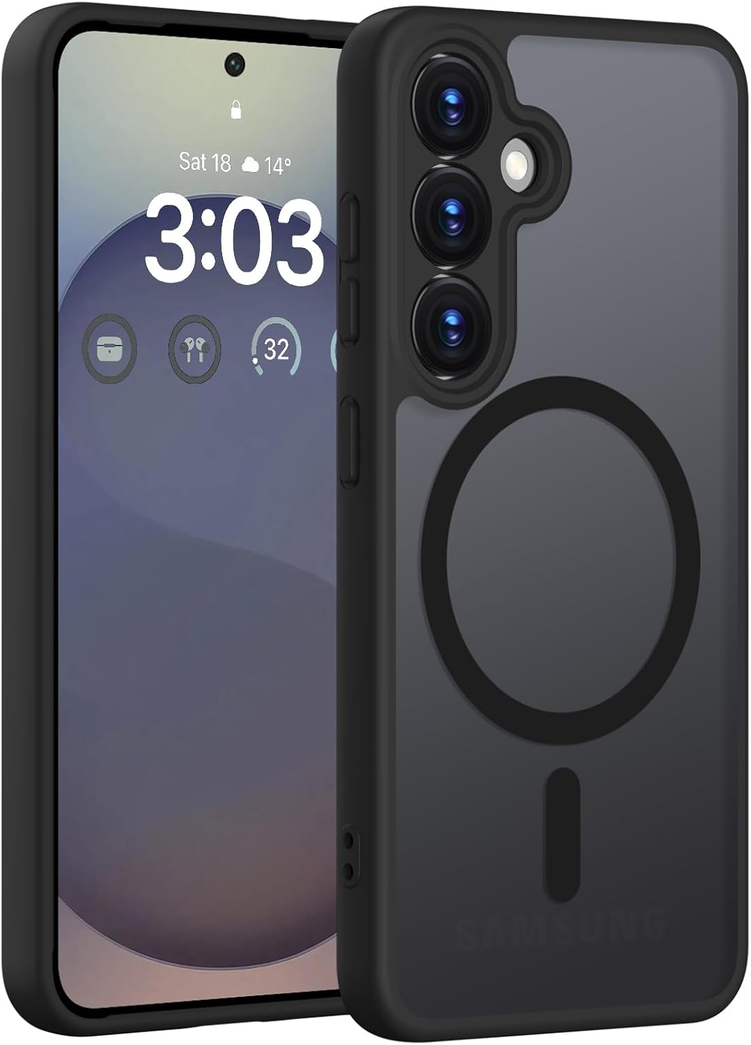 ORDA for Samsung Galaxy S25 Ultra Case 6.9 Inch Compatible with Magsafe, Translucent Matte Back Thin Camera Protection Shockproof Magnetic Mobile Phone Case for Samsung S25 Ultra (Black)