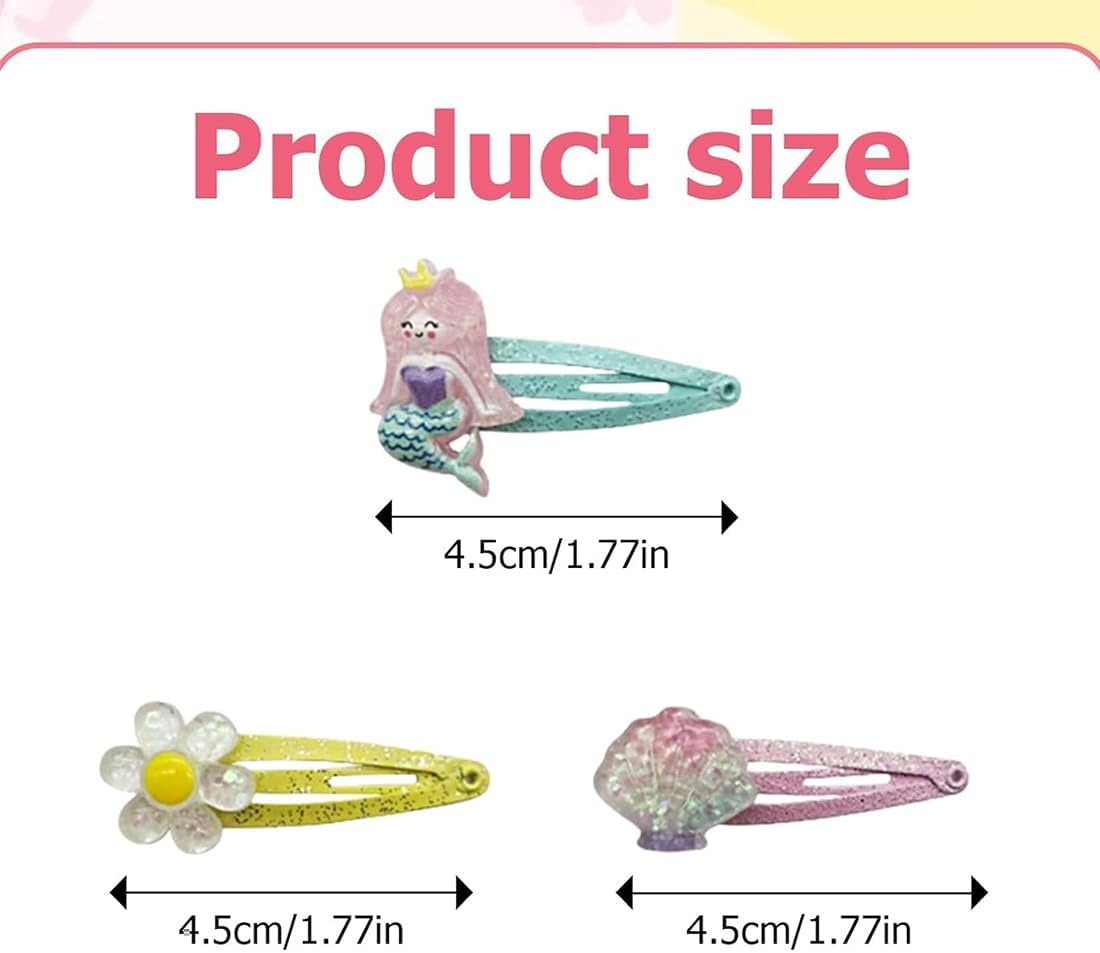 UEAVOID 6 Pairs / 12 Pack Children'S Hair Clips Girls Glitter, Mermaid, Butterfly, Rainbow, Flowers Hair Accessories, Cute Hair Clip Small for Birthday Party Gift (Multi-Colour) image number 5