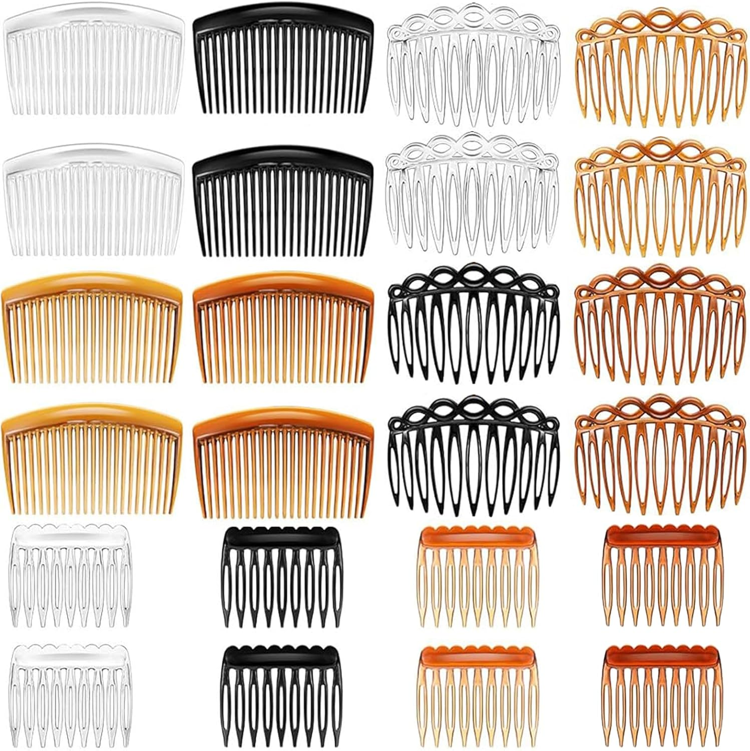 24Pcs French Side Combs, Betterjonny 3 Styles Side Hair Twist Decorative Comb with Teeth Plastic Hair Combs Slides with 9 Teeth 11 Teeth and 23Teeth Vintage Hair Accessory for Women Girls image number 3