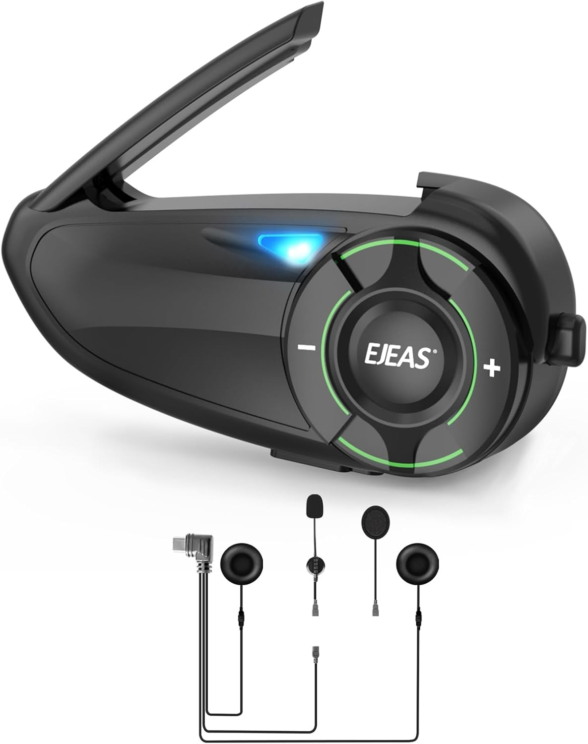 EJEAS Q8 1PC Motorcycle Bluetooth Headset, Upgraded Mesh 3.0 Intercom System with Music Sharing and IP67 Waterproof for 6 Riders Group Talking image number 3