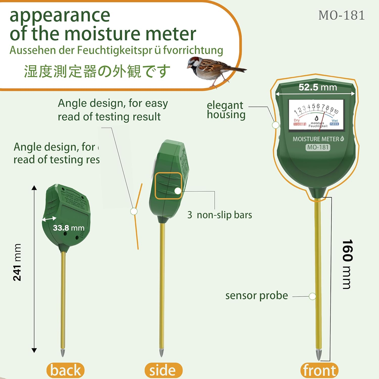 FUTURESUN Soil Moisture Meter High-Accuracy Soil Water Tester with Large Easy-To-Read Dial &ndash; No Battery Needed &ndash; Ideal for Indoor & Outdoor Plants, Gardens, Lawns, and Farms
