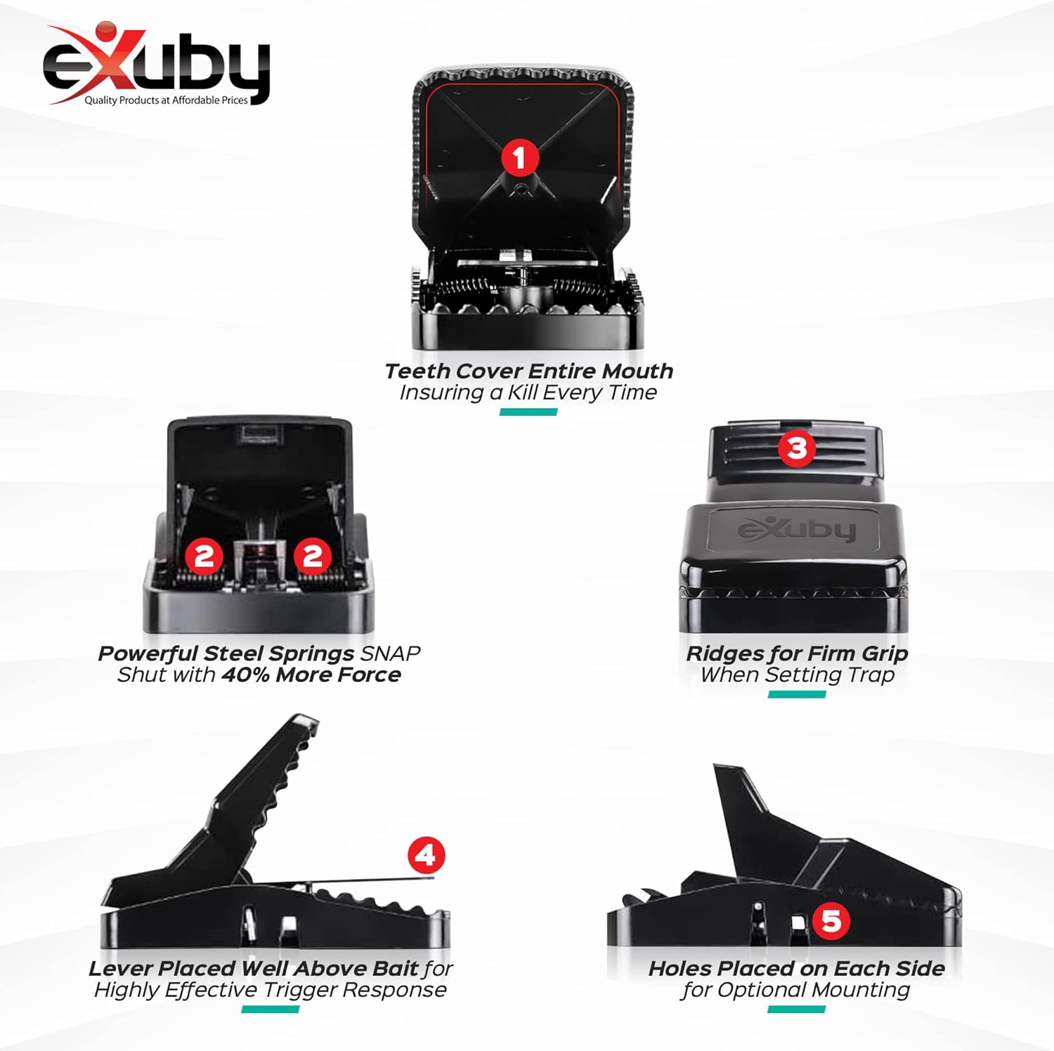 Large Powerful Rat Traps (4 Pack) - Kills Instantly with Powerful Steel Spring - Setup in Seconds - Wash & Reuse over & over - Hands Free Disposal - Rat Control without Harmful Poisons or Chemicals image number 4