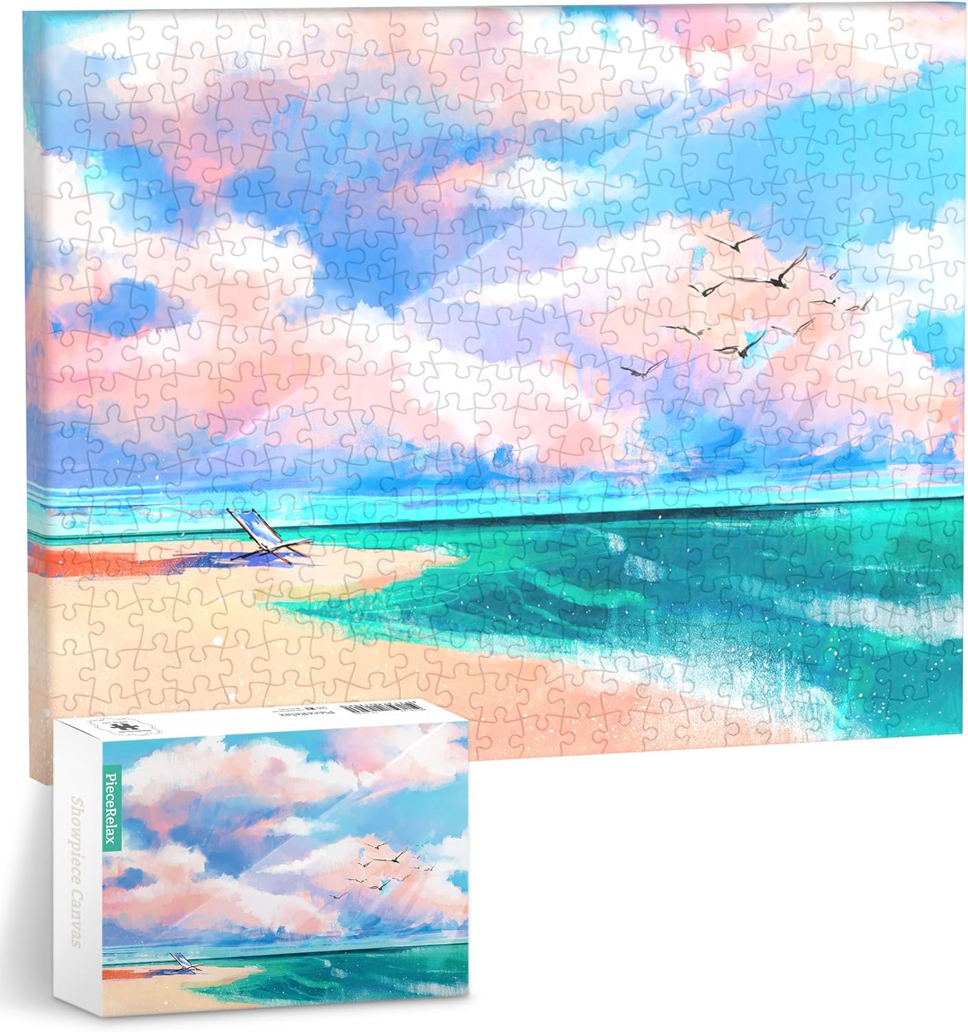 Piecerelax Canvas Wall Art Puzzles for Adults - Away from the City - Tranquil Summer Beach Unique Gift & Home D&eacute;cor with Plastic Jigsaw Puzzle Artwork for Living Room Bedroom [HN1316]