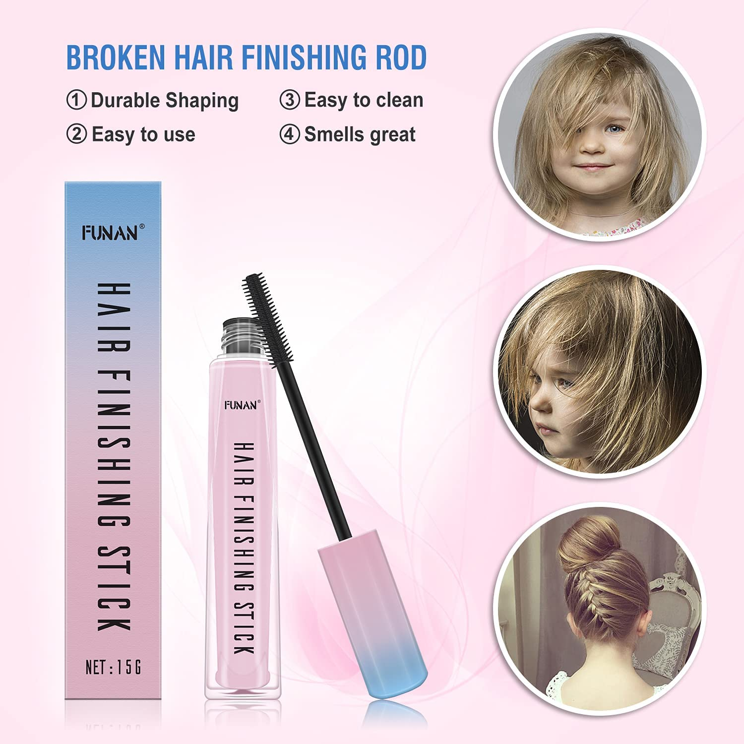 FUNAN Hair Finishing Stick 2 Pack for Small Broken Hair Cream/Gel for Women Naturally Refreshing, Non-Greasy and Non-Sticky image number 6