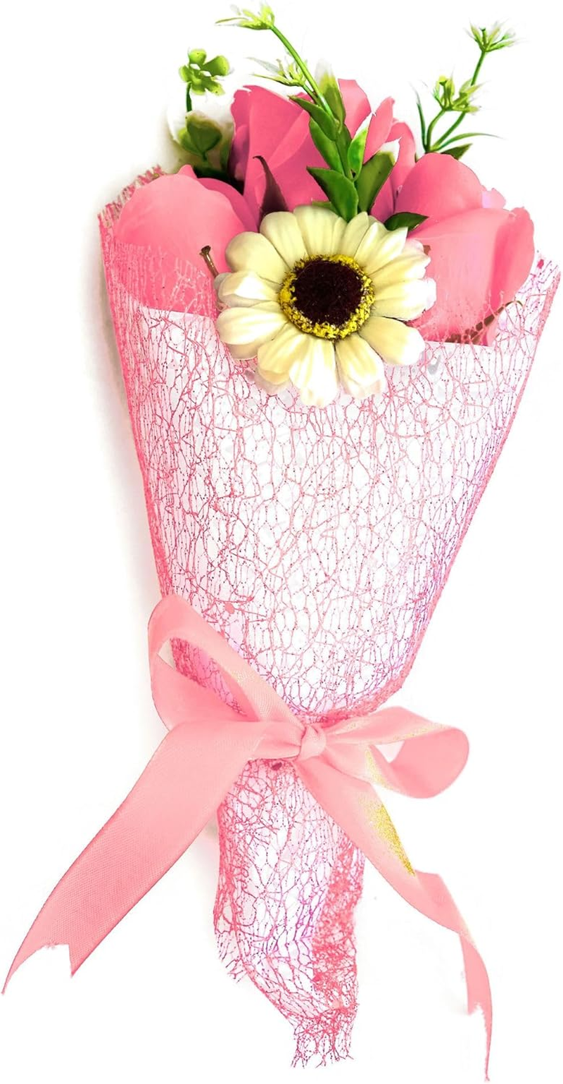 Angel'S Finery Eternal Bouquet Realistic Simulated Soap Flowers Preserved Roses Gift Box Home Decor Valentine'S Day Date Night Birthday Gift Girlfriend Romantic Gift - 3 Pink Roses Daisy