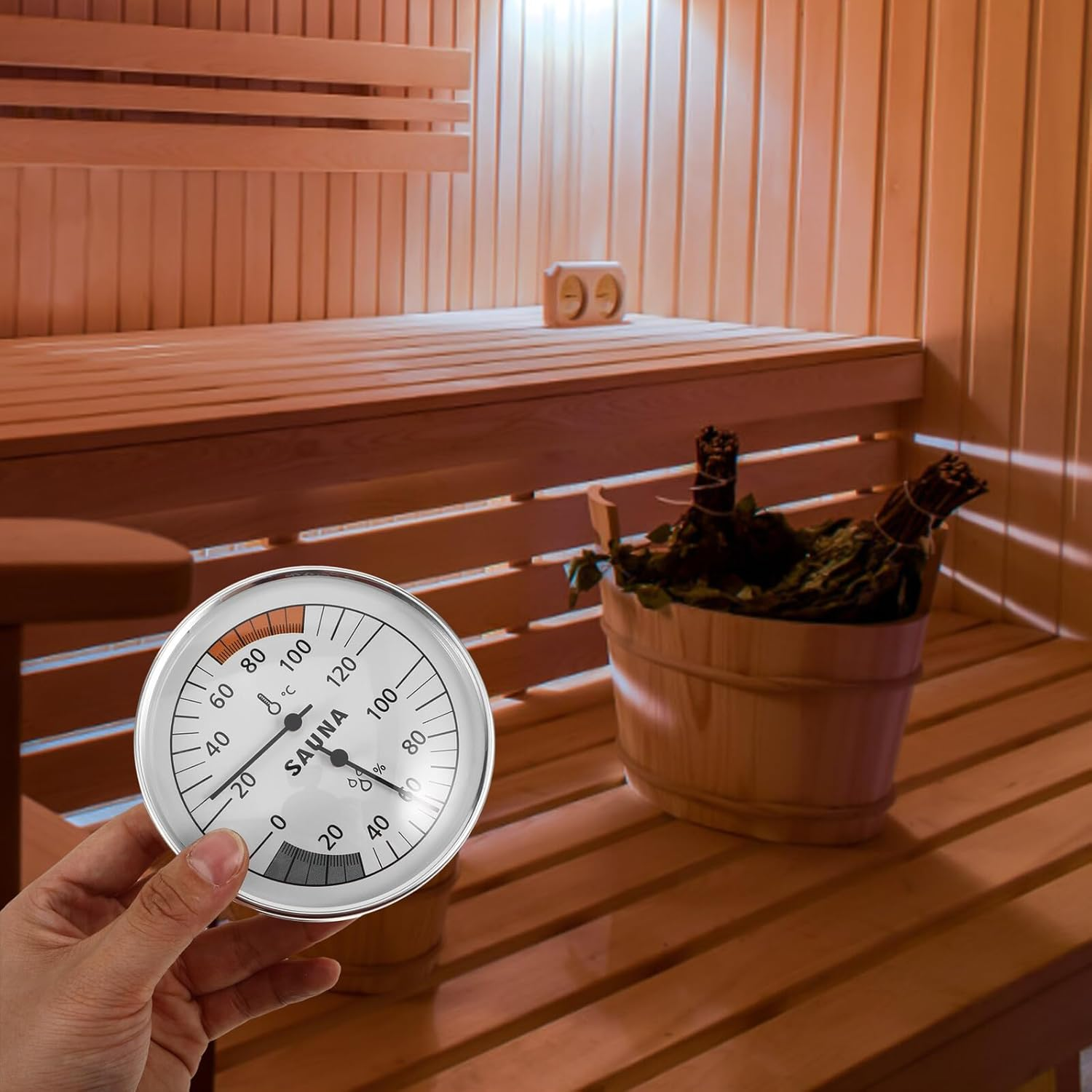 Sauna Hygrothermograph High Temperature Resistant Humidity Thermometer for Sauna Indoor Outdoor Accurate Measurement Tool image number 1