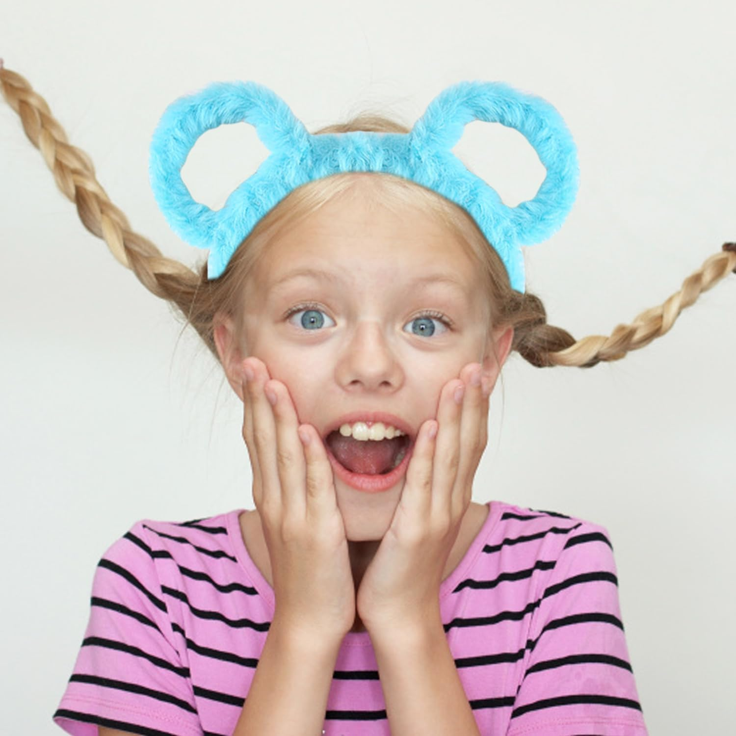 2 Pieces Wearing Ear Headbands, Cute Plush, Creative Cartoon Face, Washing Headbands, Universal for Men and Women, Interesting Hair Accessories. image number 2