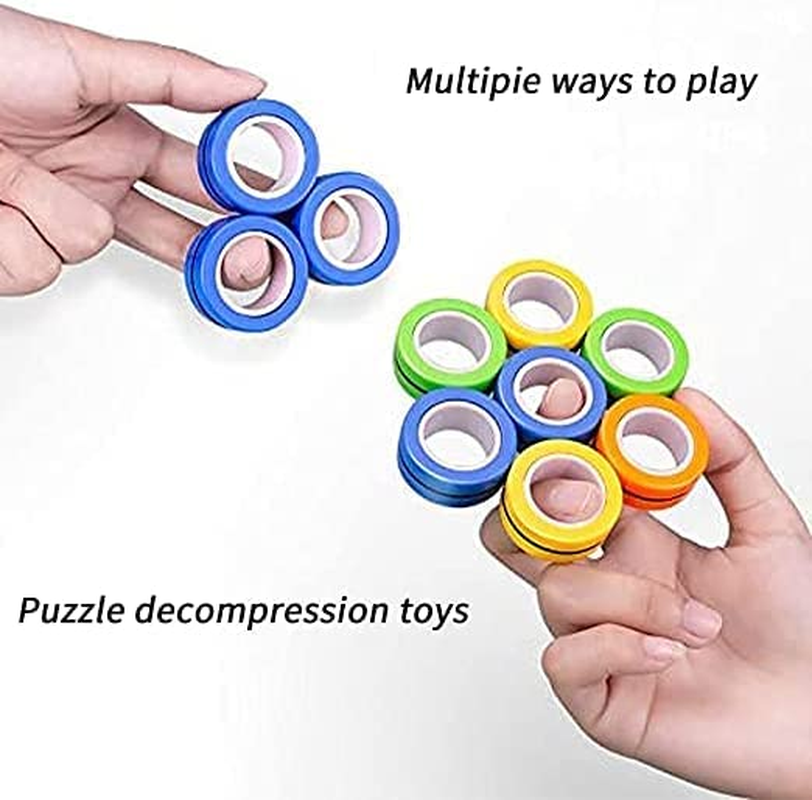 Magnetic Fidget Rings, Magnetic Rings Fidget Toy, Set of 3, Fidget Finger Toy, ADHD Fidget Toys for Anxiety Teens