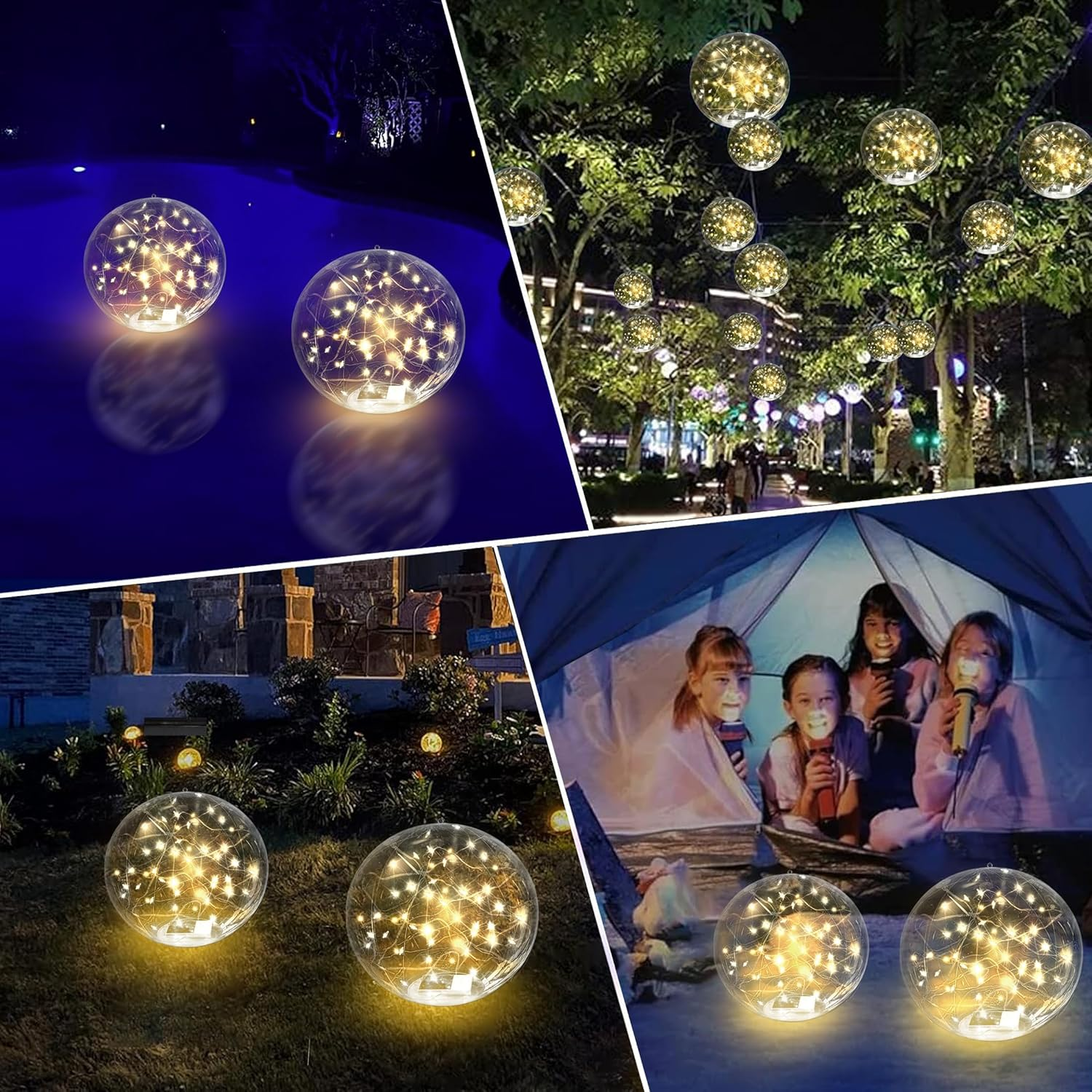 SATXTREM 14 Inch Solar Floating Pool Lights,Glow in the Dark 3000K Warm White Solar Powered Pool Lights That Float,Waterproof Led,Floating Ball Lights for Pool image number 2