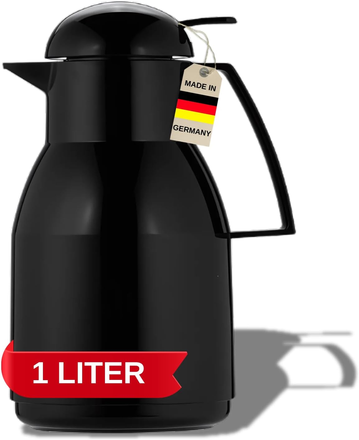 Helios Top Push Vacuum Jug Yellow 1 Litre, 30 X 30 X 25.7 Cm