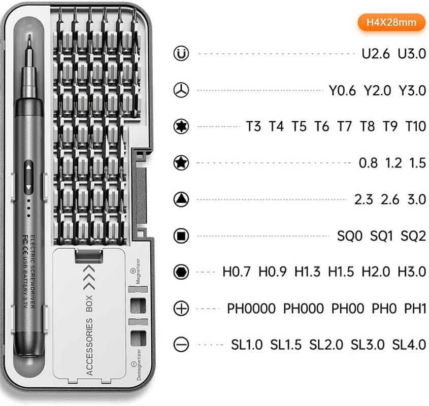 Ronluuu Mini Electric Precision Screwdriver Set, 46-In-1 Magnetic Tool Kit, USB-C Rechargeable image number 5