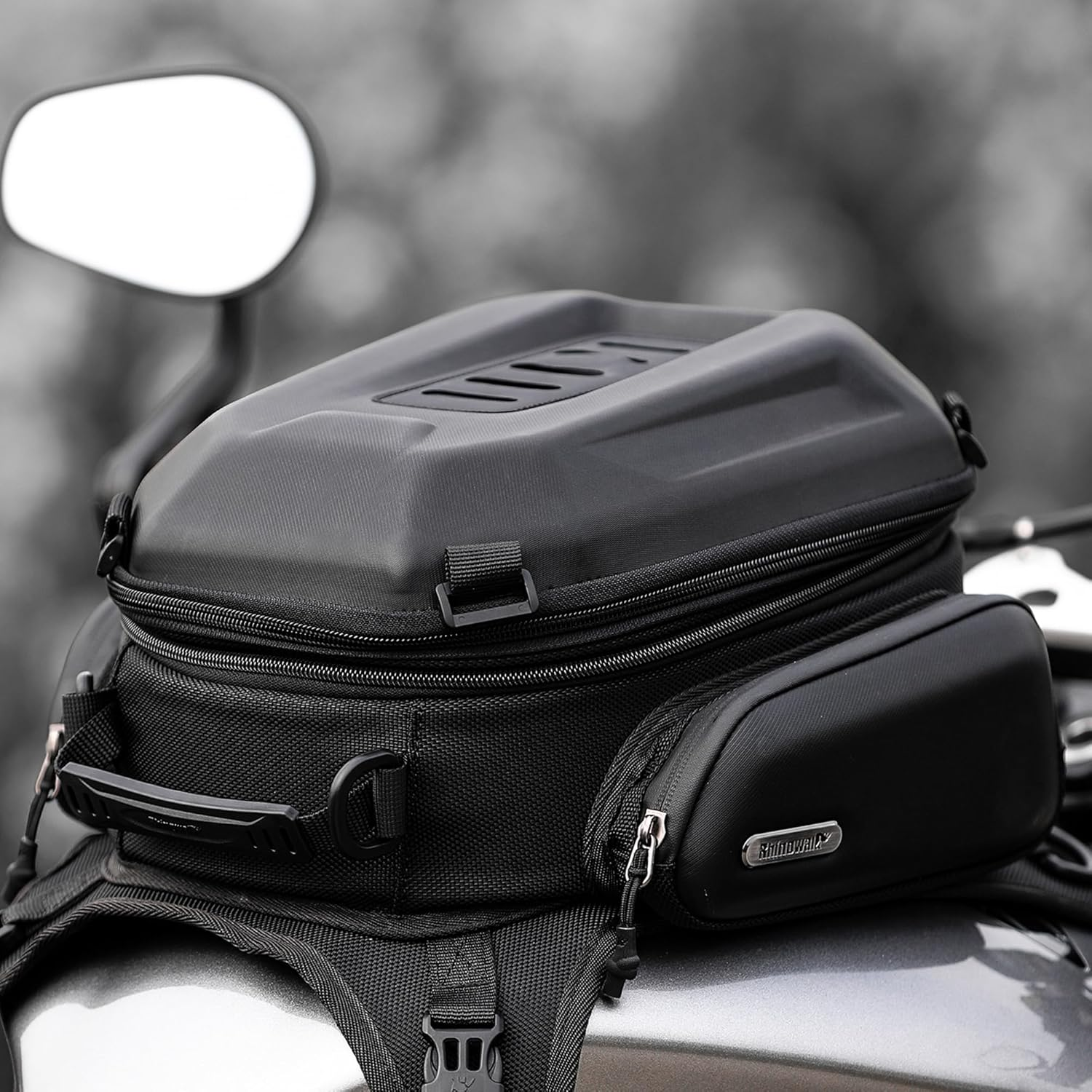 Rhinowalk Motorcycle Bag Hard Shell Waterproof Expandable 15-18L Matte Black image number 4