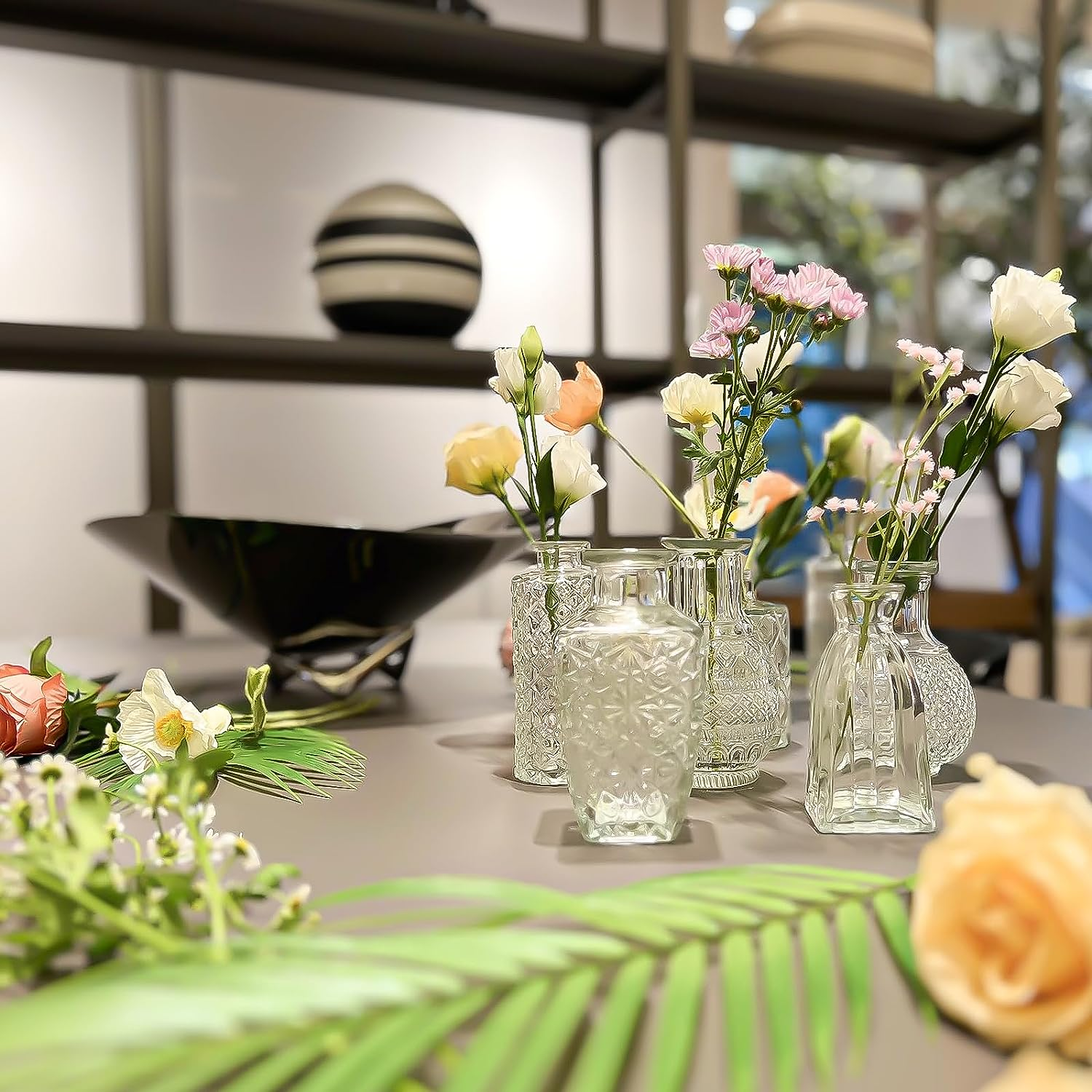 HOXHA Glass Bud Vase Set of 30 Clear Glass Vases for Wedding Table Decorations Centerpieces Small Vintage Flower Vase in Bulk Mini Bottles Vases for Home Party Events, 30 Pack image number 5