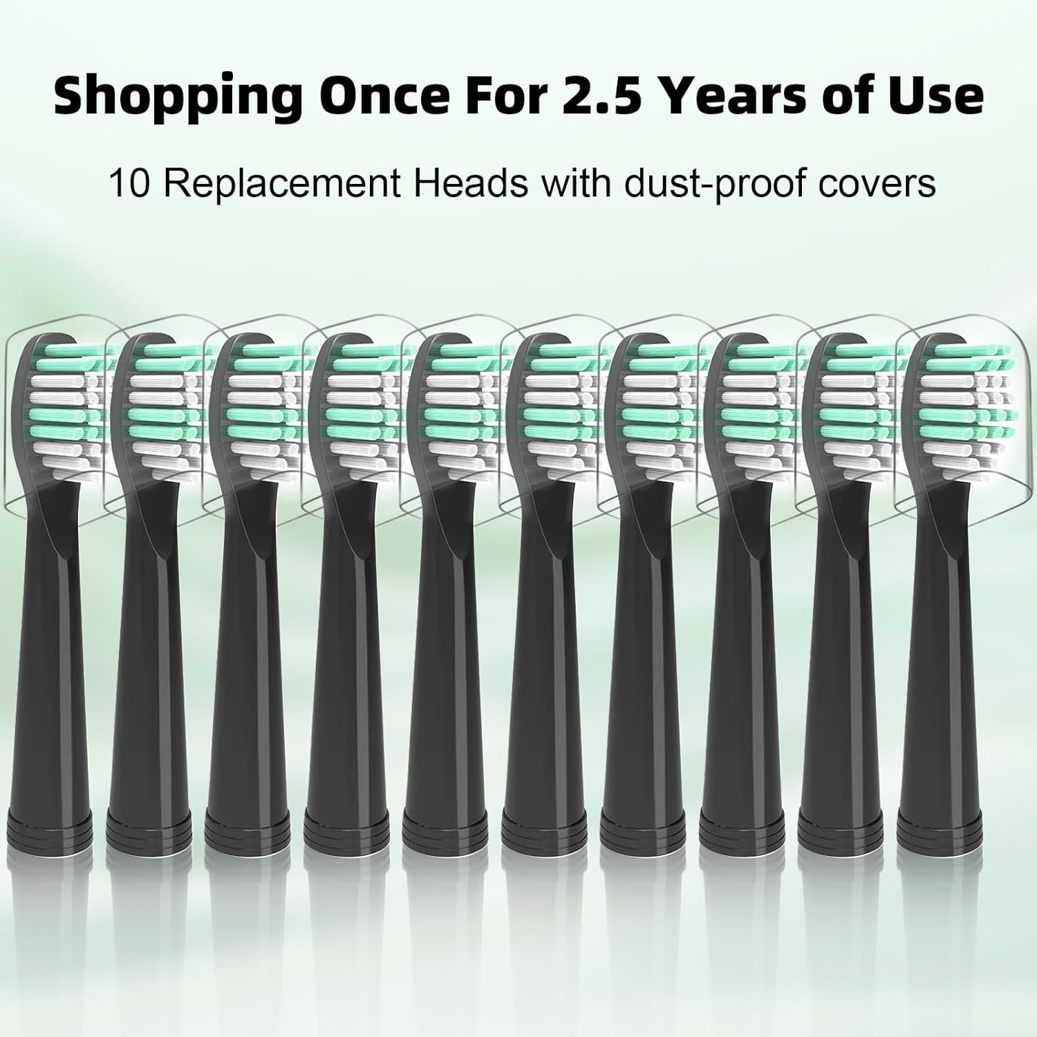10 Pack Compatible with Rtauys M5 Sonic Electric Toothbrush Replacement Brush Heads with Dust Cover,For Rtauys M5 Sonic Electric Toothbrush (Black, M) image number 4