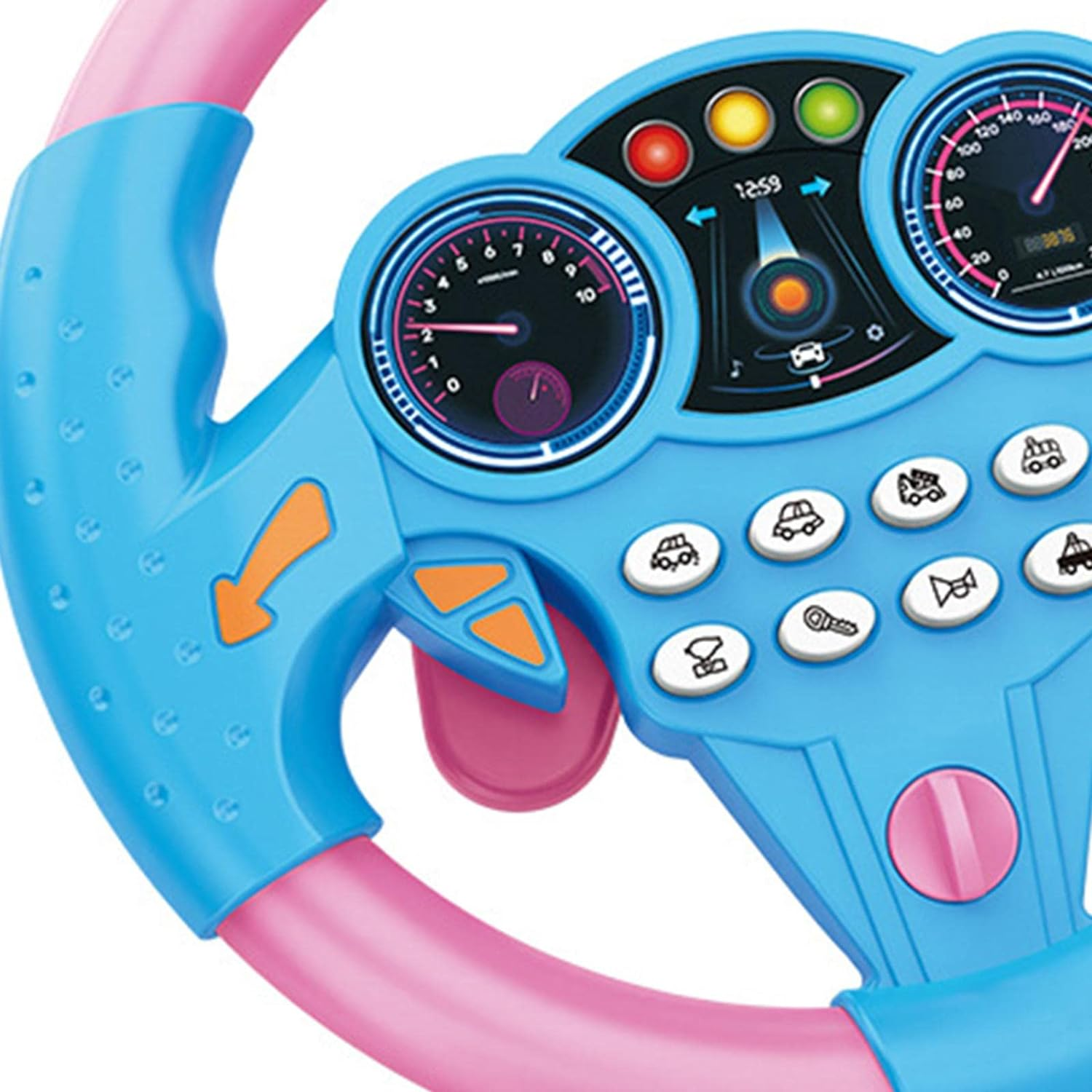 Steering Wheel Toy, Kids Driving Simulator Toy, Musical Funny Interactive Electric Learning Wheel Toy for Interaction, Role Play, Blue (Blue) - Blue image number 6