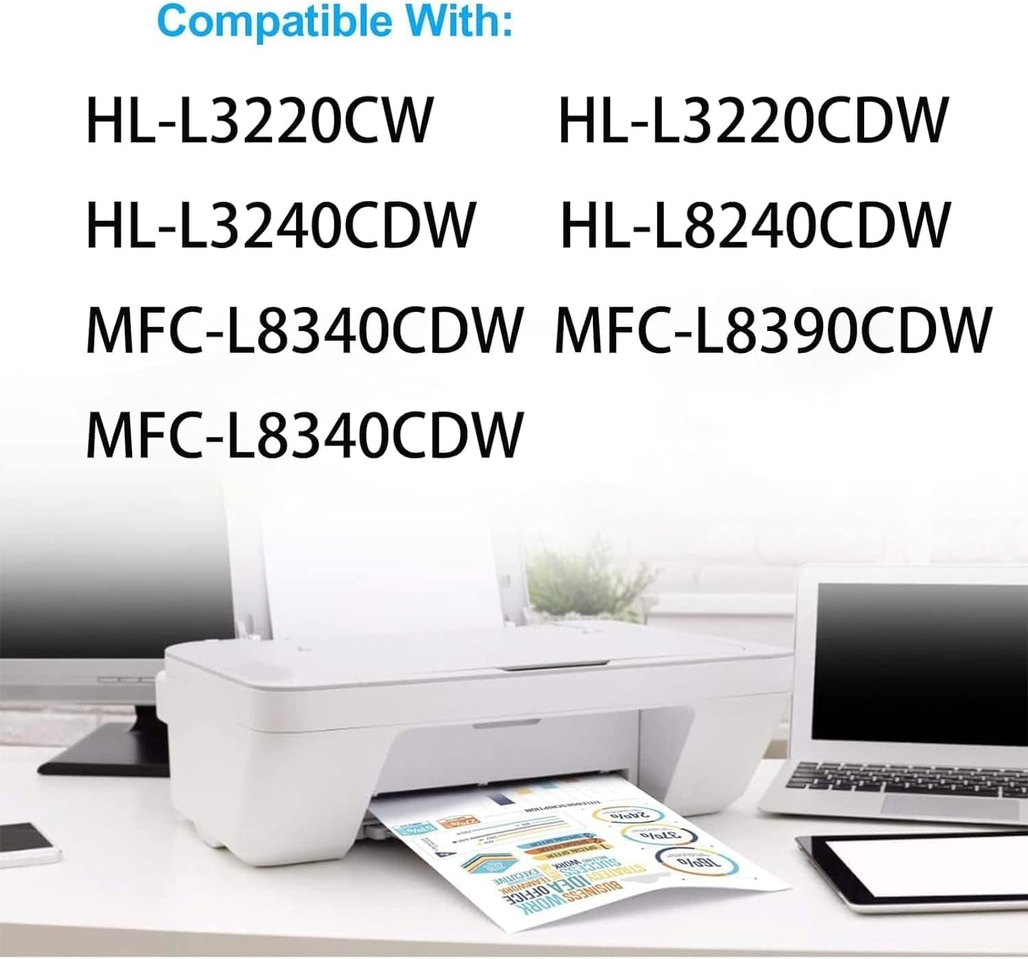 TN258 TN258XL Toner Cartridge Compatible with Brother MFC-L8390CDW, MFC-L3760CDW , DCP-L3560CDW, DCP-L3520CDW, HL-L8240CDW, HL-L3280CDW Printer (1Black) image number 4